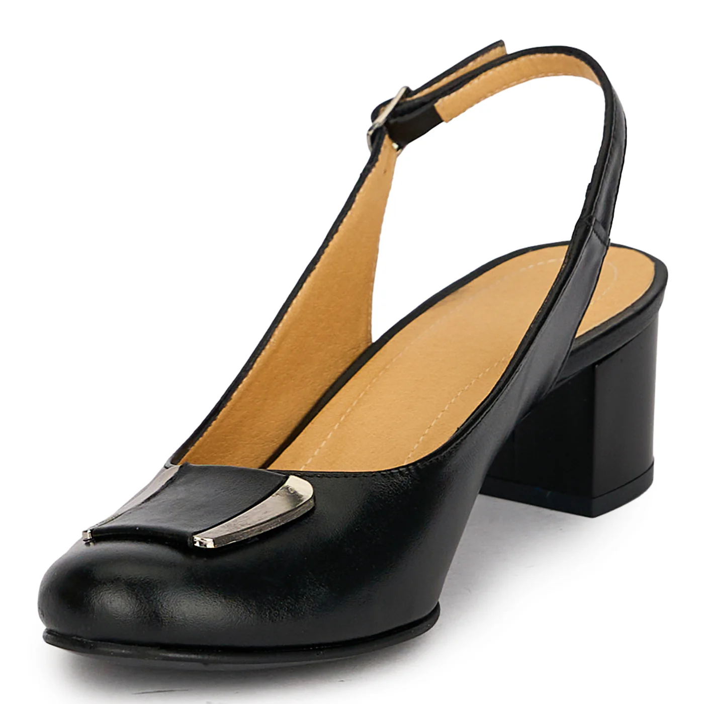 Pantofi dama din piele naturala neagra cu toc gros 5 cm 19693 - Image 3
