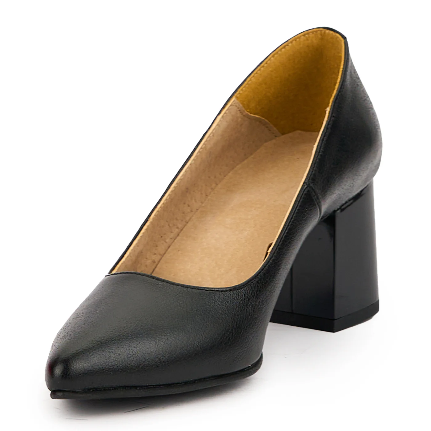 Pantofi dama din piele naturala neagra cu toc gros 6.5 cm 14644 - Image 3