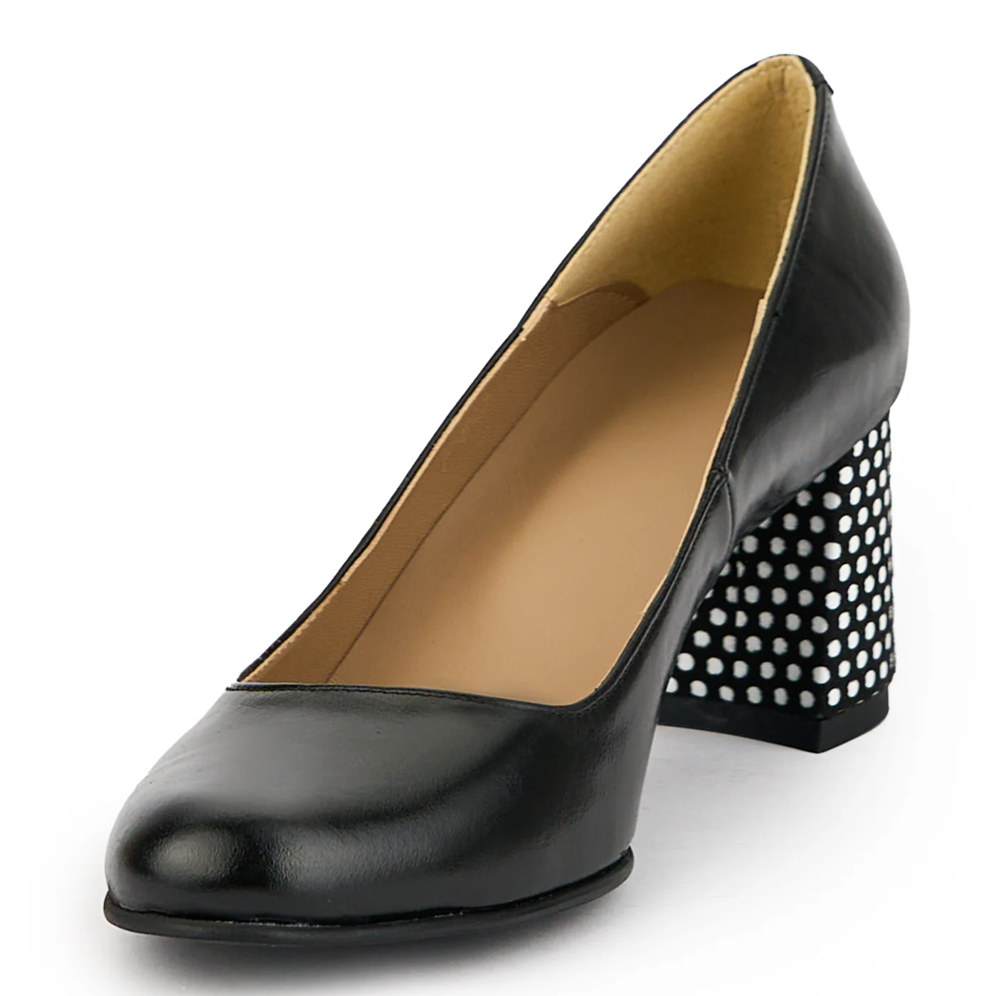 Pantofi dama din piele naturala neagra cu toc gros 6.5 cm 14913 - Image 3
