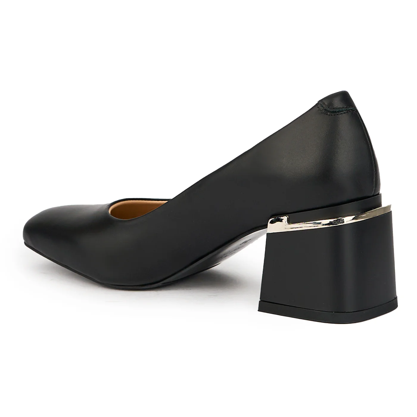 Pantofi dama din piele naturala neagra cu toc gros 6.5 cm 15656 - Image 2