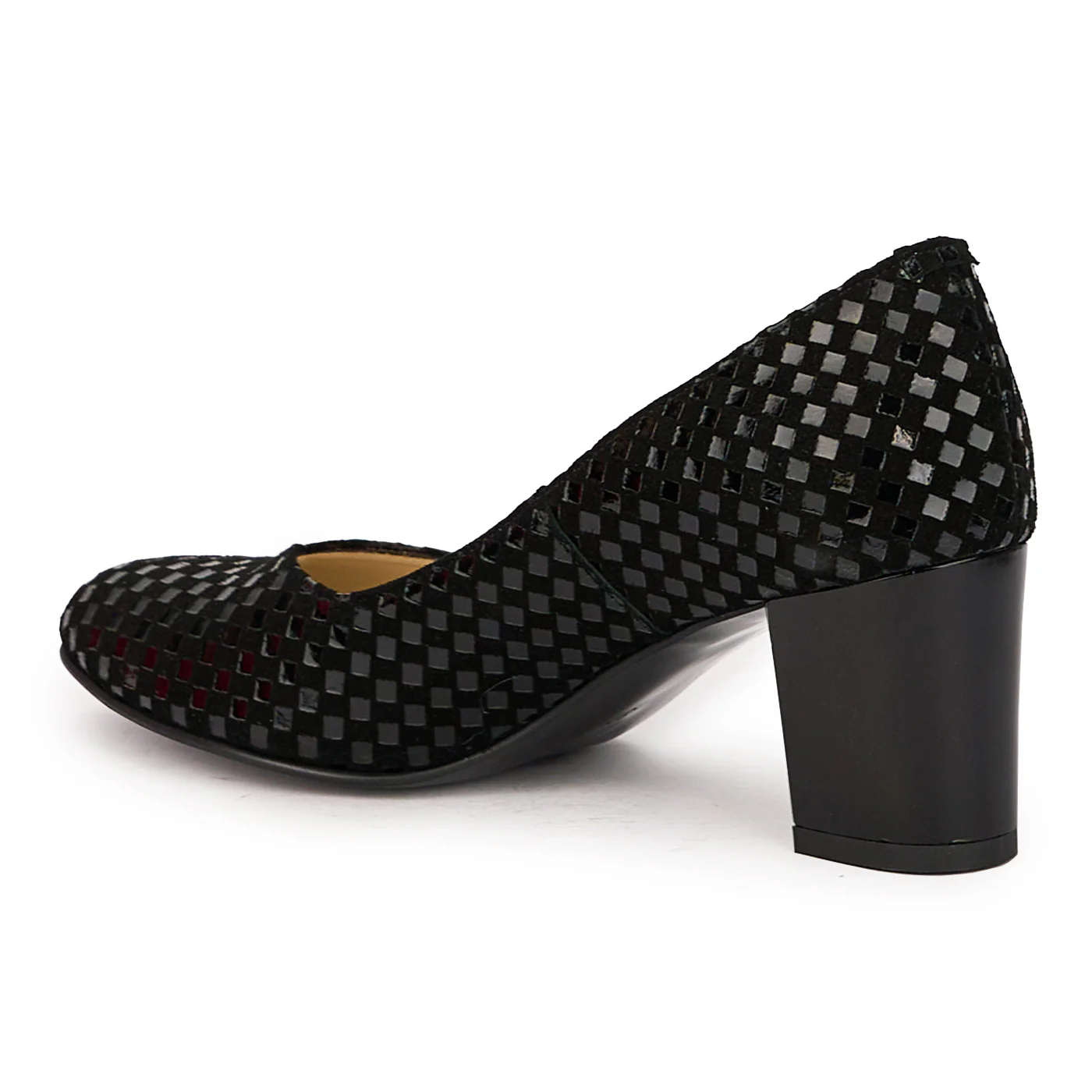 Pantofi dama din piele naturala neagra cu toc gros 6.5 cm 15964 - Image 2