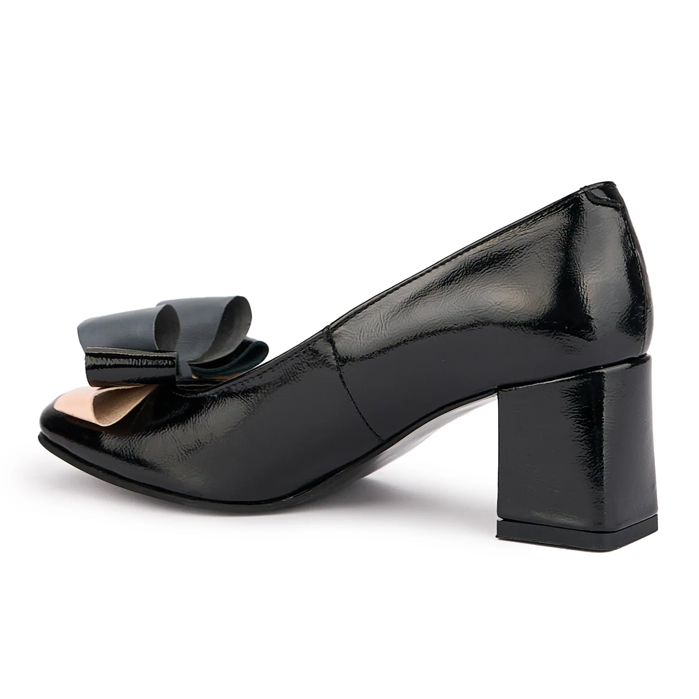 Pantofi dama din piele naturala neagra cu toc gros 6.5 cm 16814 - Image 2
