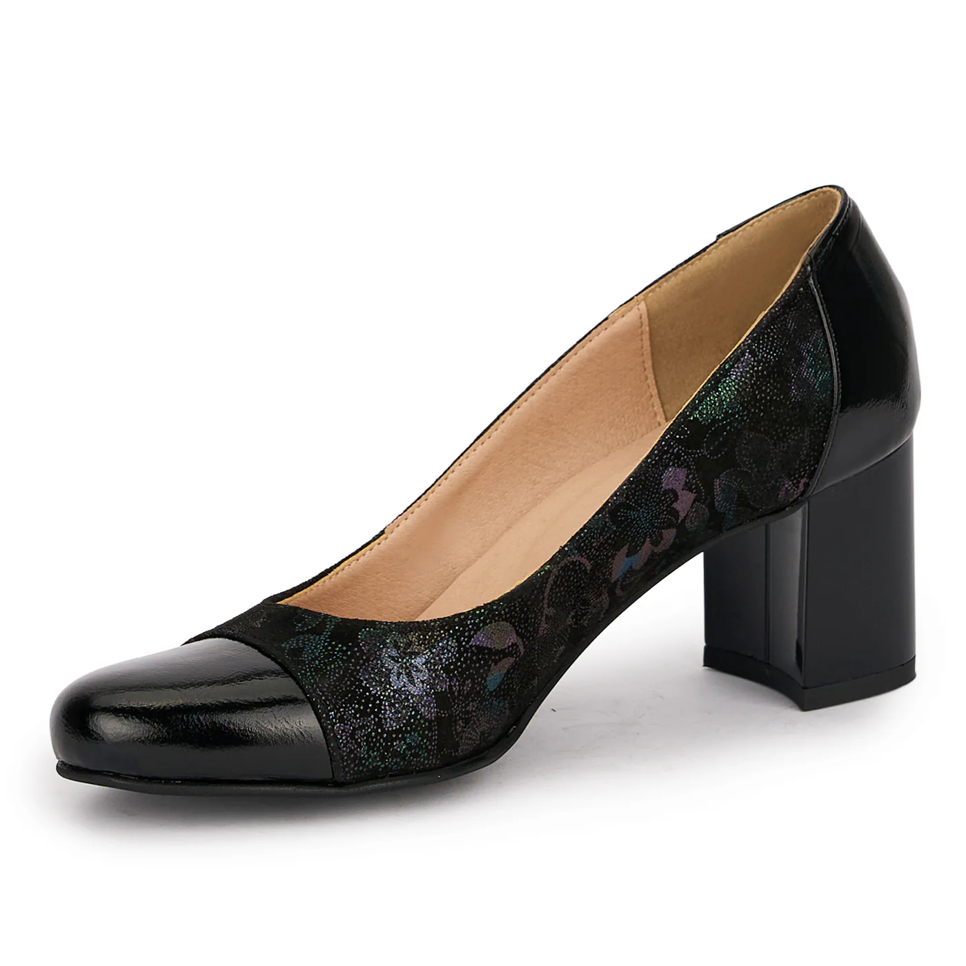 Pantofi dama din piele naturala neagra cu toc gros 6.5 cm 18836 - Image 3