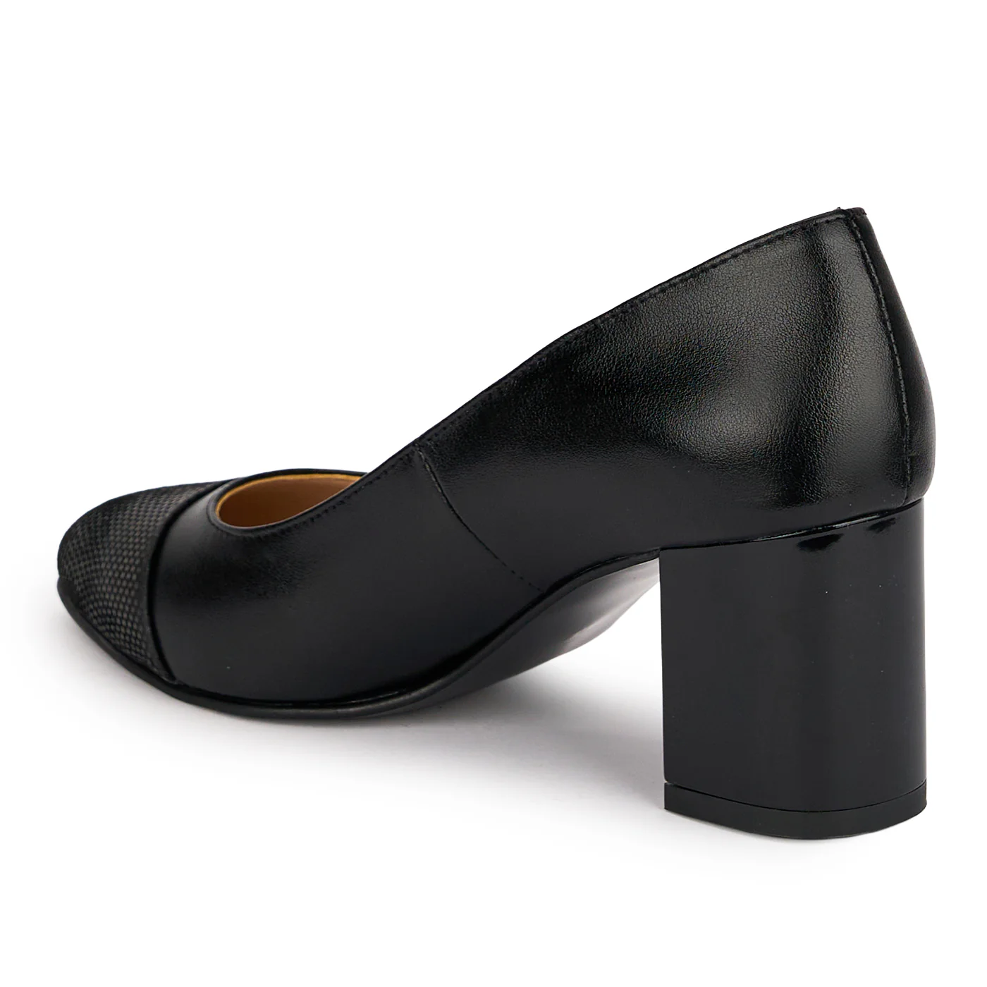 Pantofi dama din piele naturala neagra cu toc gros 6.5 cm 18845 - Image 2