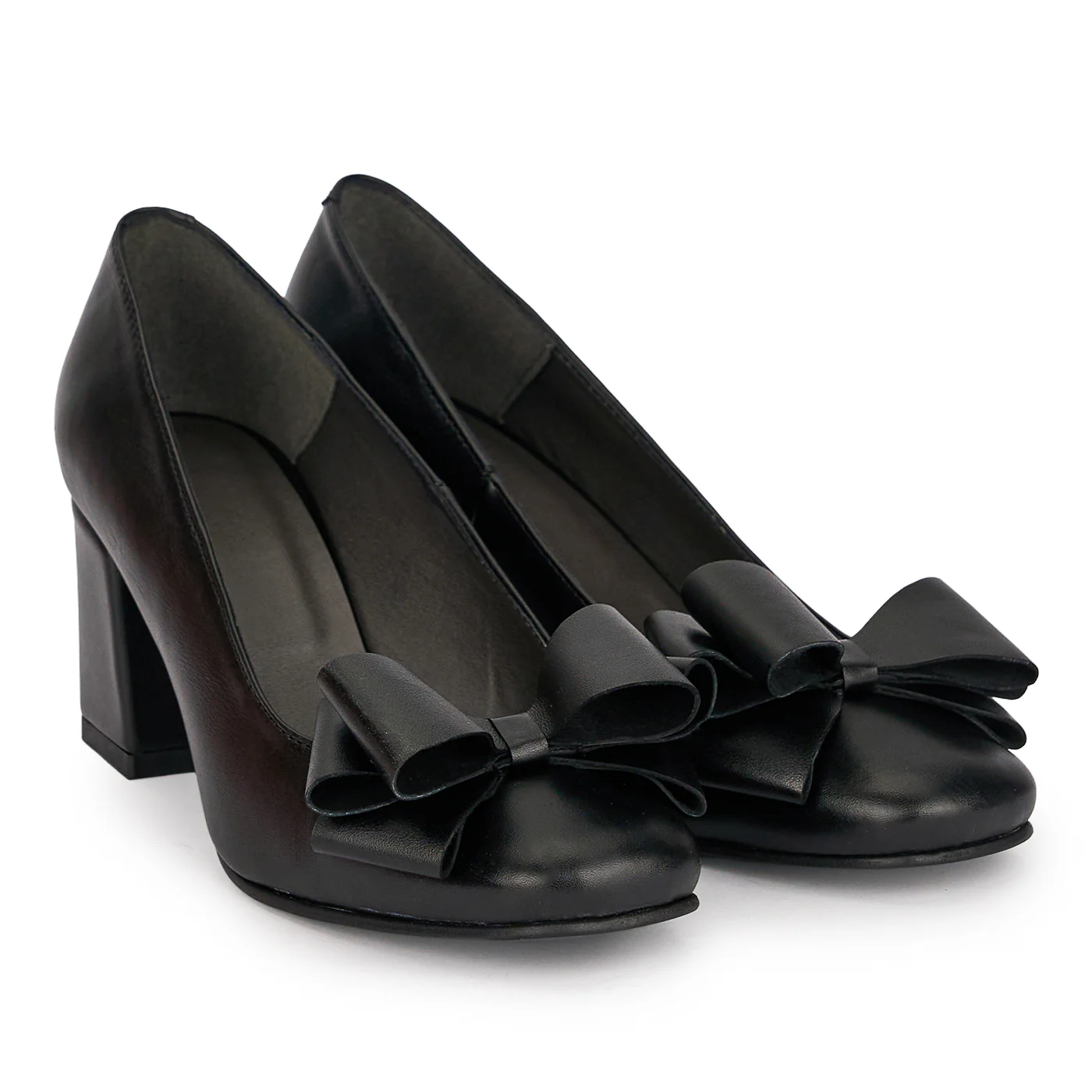 Pantofi dama din piele naturala neagra cu toc gros 6.5 cm 18880 - Image 4
