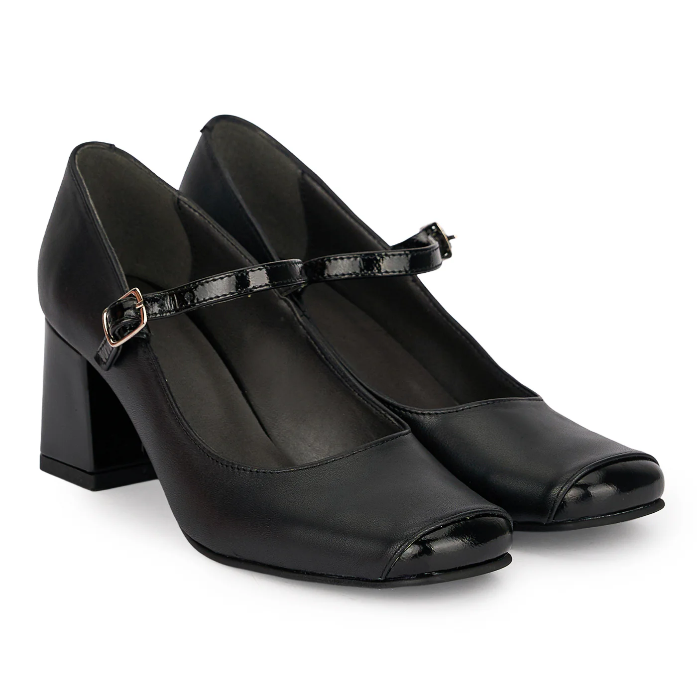 Pantofi dama din piele naturala neagra cu toc gros 6.5 cm 18886 - Image 4