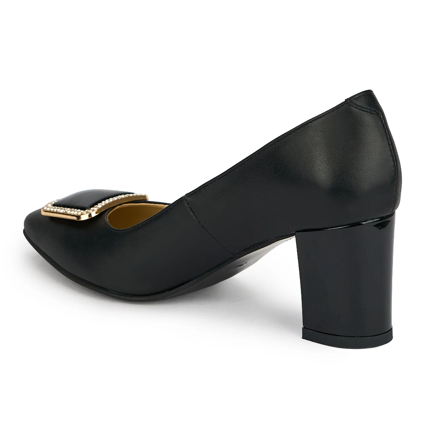 Pantofi dama din piele naturala neagra cu toc gros 6.5 cm 19433 - Image 2