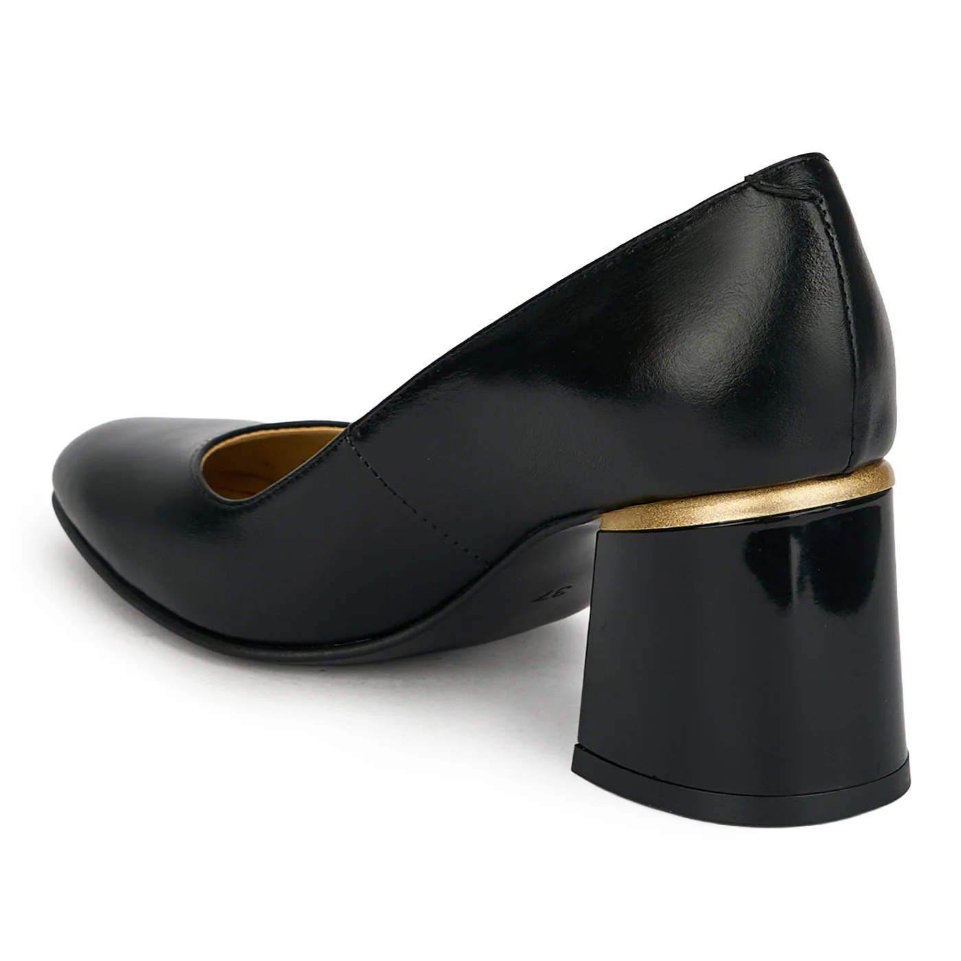 Pantofi dama din piele naturala neagra cu toc gros 6.5 cm 19440 - Image 2