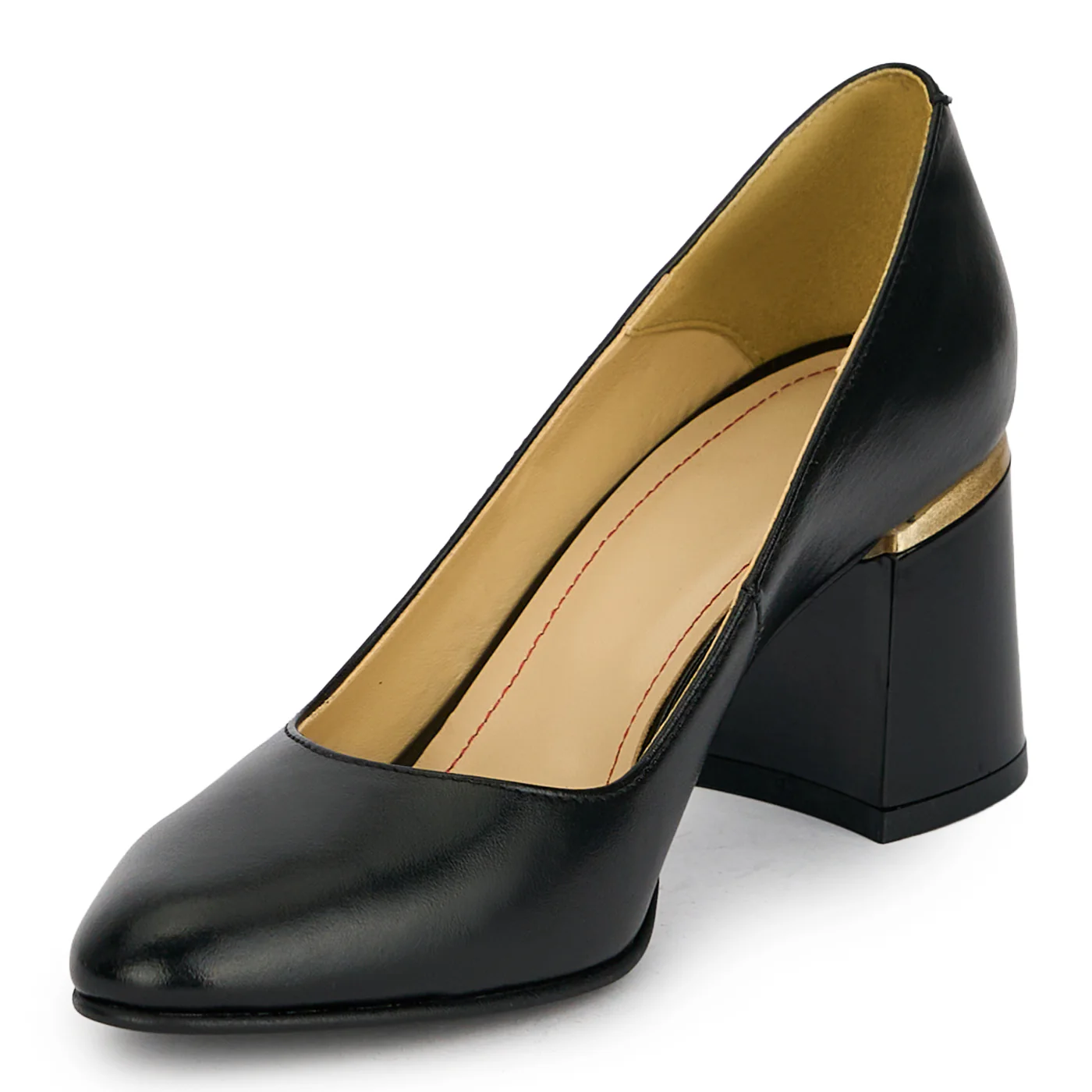 Pantofi dama din piele naturala neagra cu toc gros 6.5 cm 19440 - Image 3