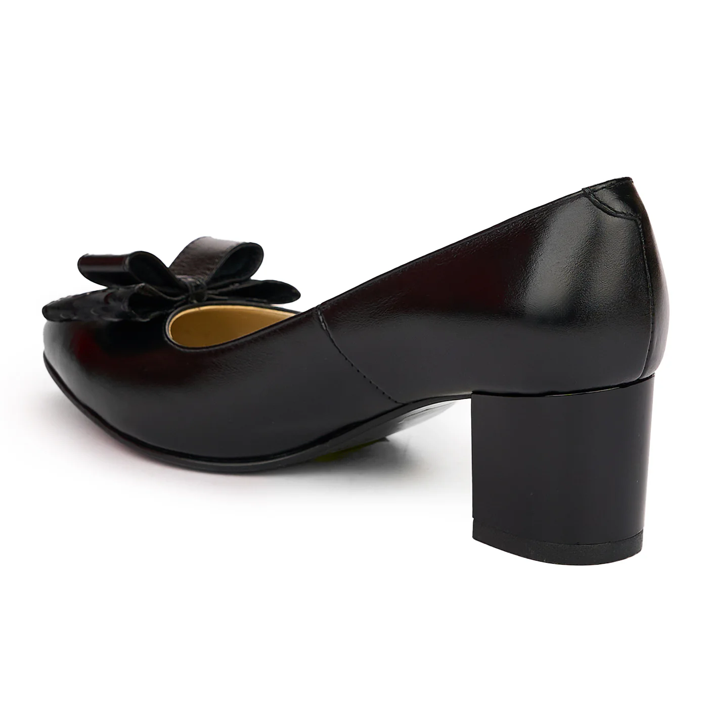 Pantofi dama din piele naturala neagra cu toc gros 6 cm 13780 - Image 2