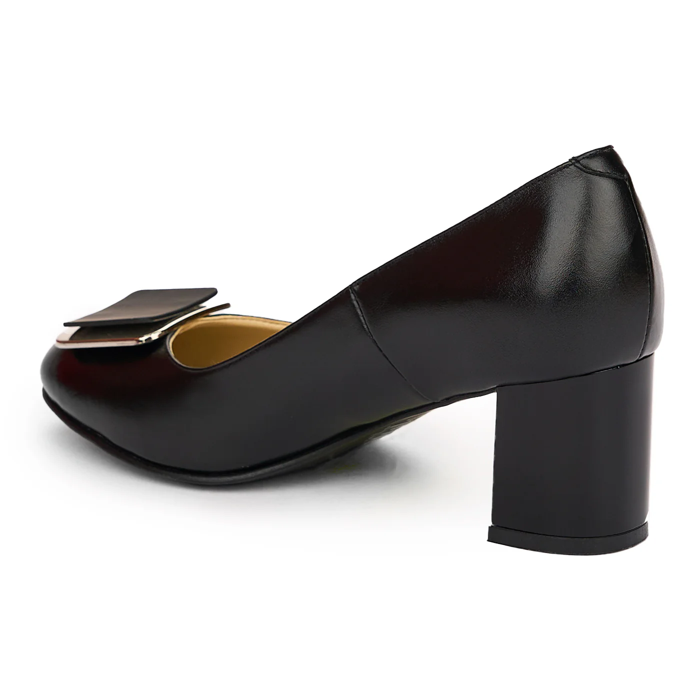 Pantofi dama din piele naturala neagra cu toc gros 6 cm 13794 - Image 2