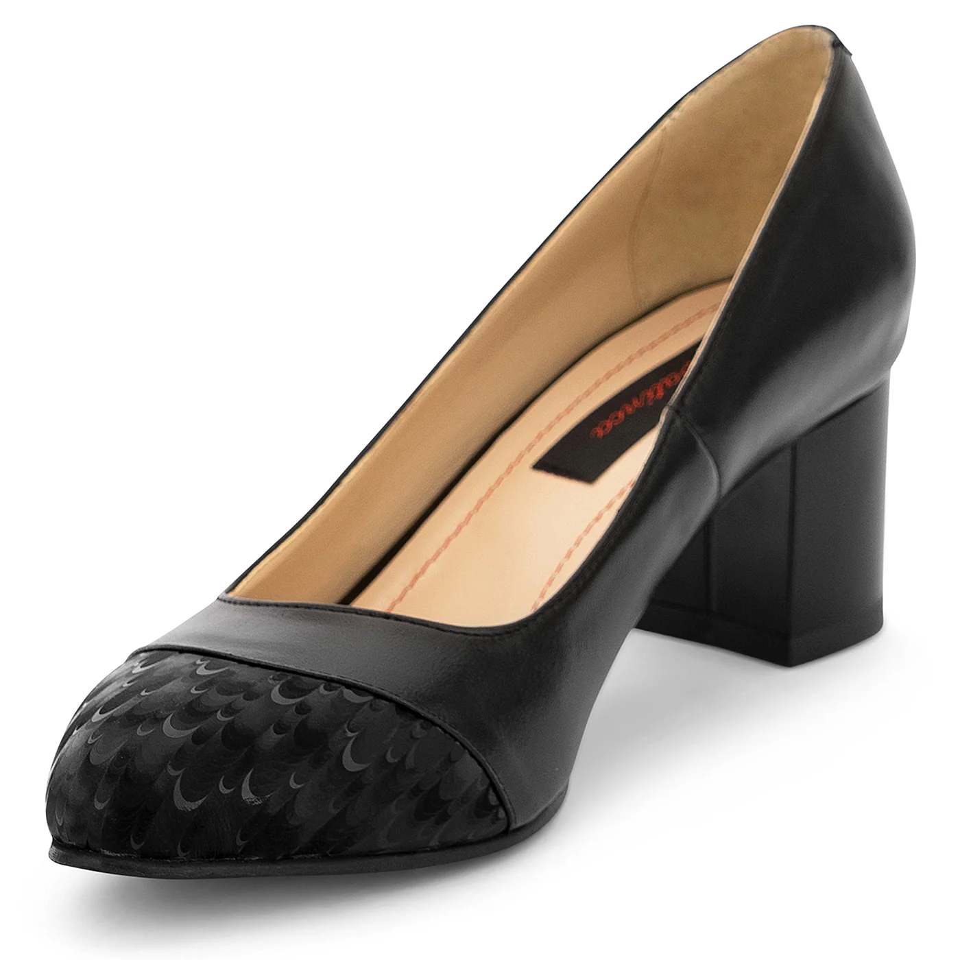Pantofi dama din piele naturala neagra cu toc gros 6 cm 14194 - Image 3