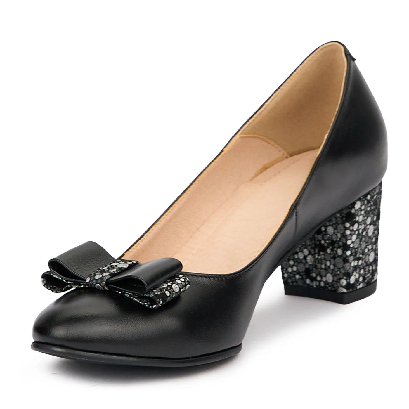 Pantofi dama din piele naturala neagra cu toc gros 6 cm 14490 - Image 3