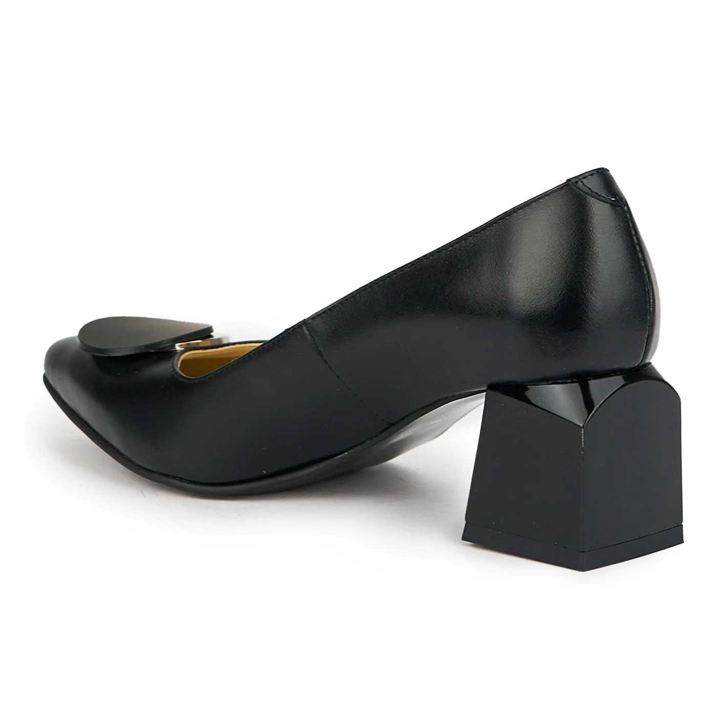 Pantofi dama din piele naturala neagra cu toc gros 6 cm 14995 - Image 2