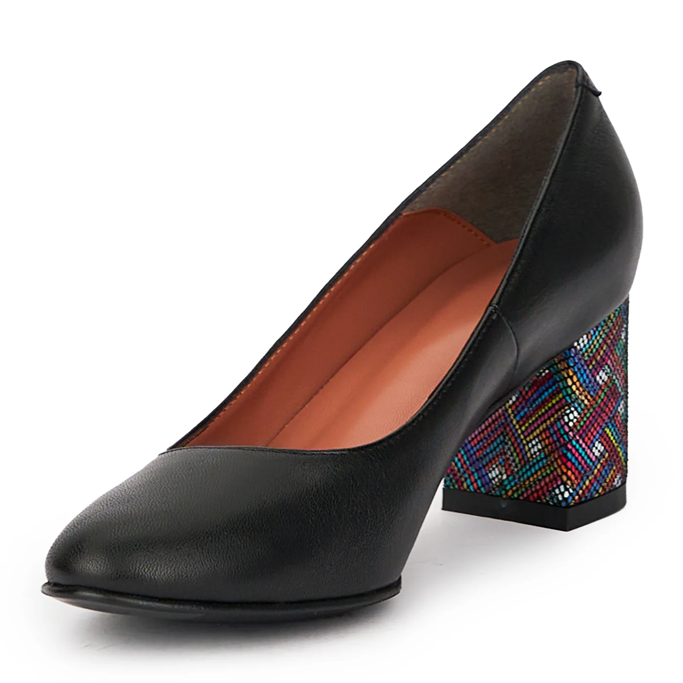 Pantofi dama din piele naturala neagra cu toc gros 6 cm 15354 - Image 3