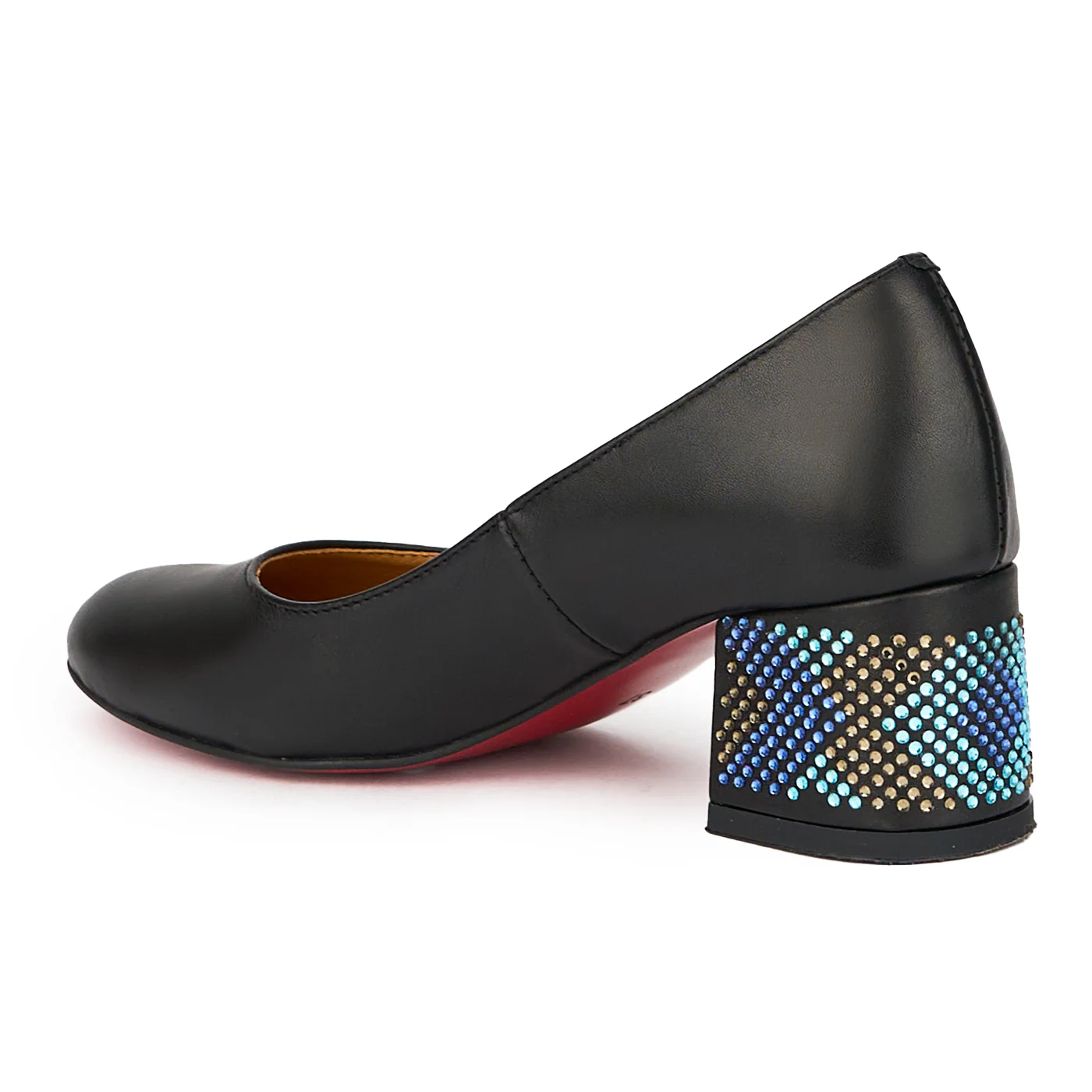 Pantofi dama din piele naturala neagra cu toc gros 6 cm 15439 - Image 2