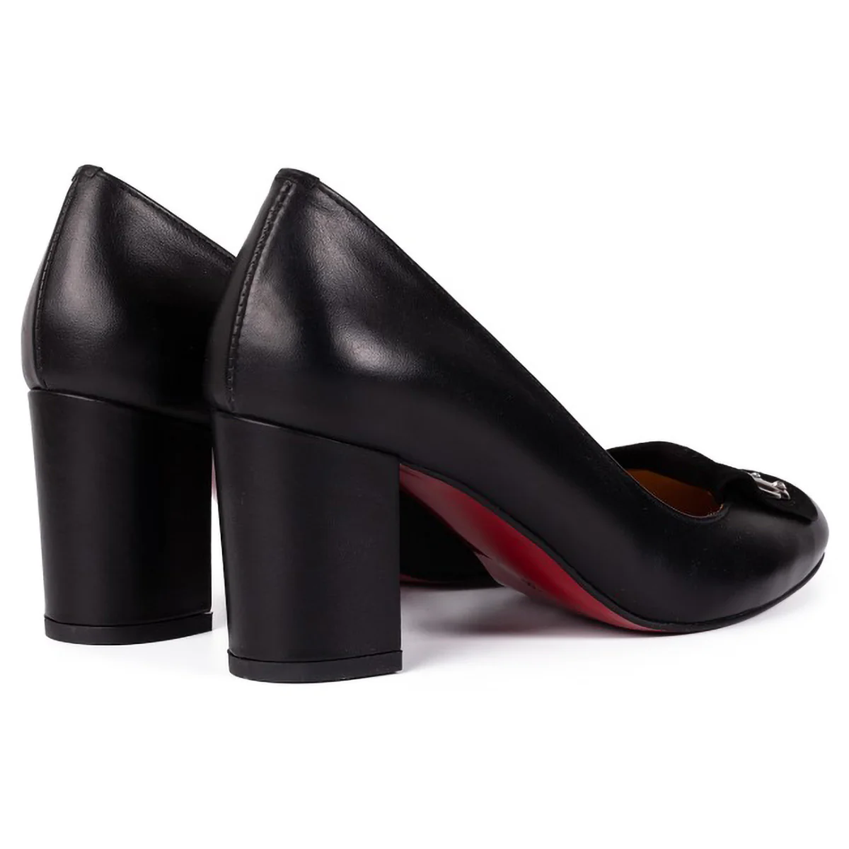 Pantofi dama din piele naturala neagra cu toc gros 8 cm 15719 - Image 2