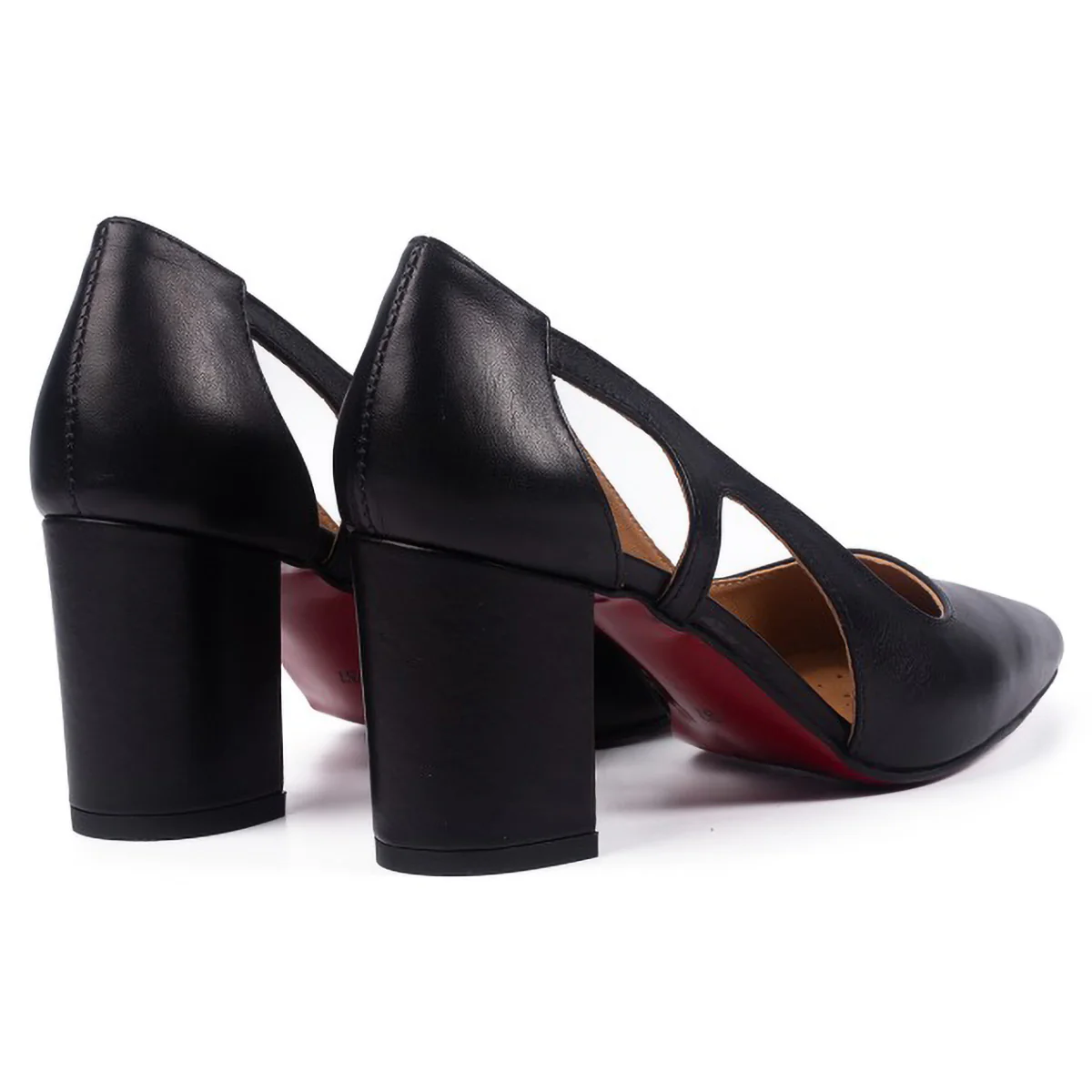 Pantofi dama din piele naturala neagra cu toc gros 6 cm 15729 - Image 2