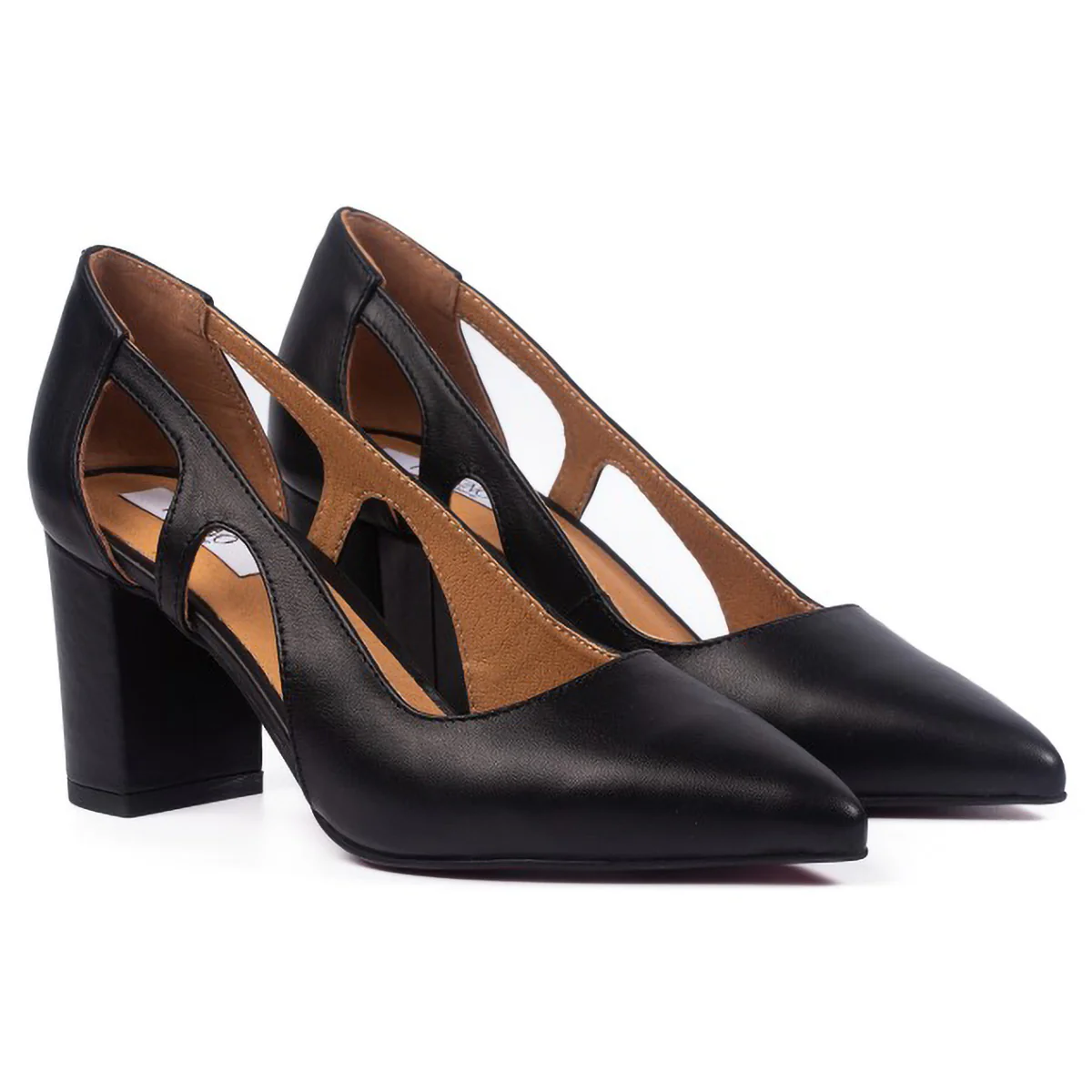 Pantofi dama din piele naturala neagra cu toc gros 6 cm 15729 - Image 3