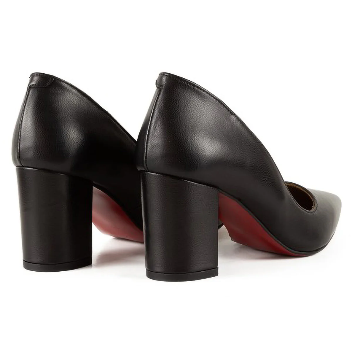 Pantofi dama din piele naturala neagra cu toc gros 6 cm 15742 - Image 3