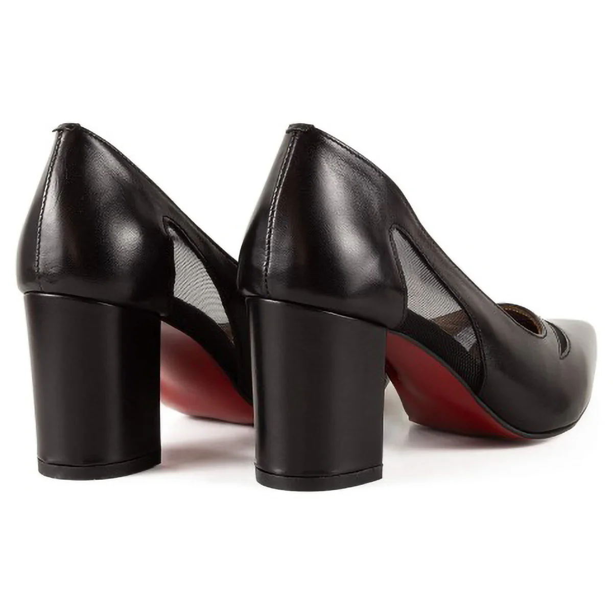 Pantofi dama din piele naturala neagra cu toc gros 6 cm 15759 - Image 3