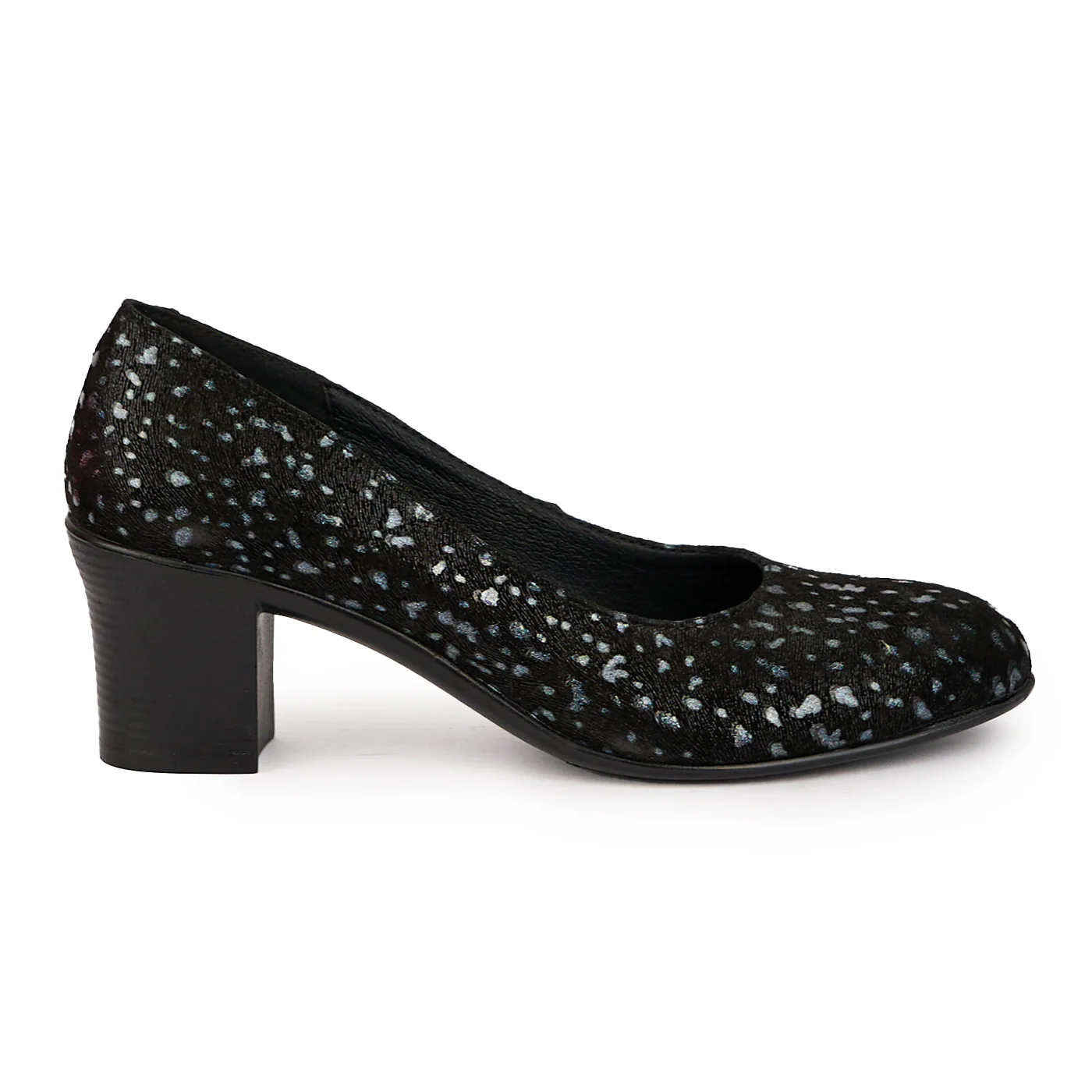Pantofi dama din piele naturala neagra cu toc gros 6 cm 15959