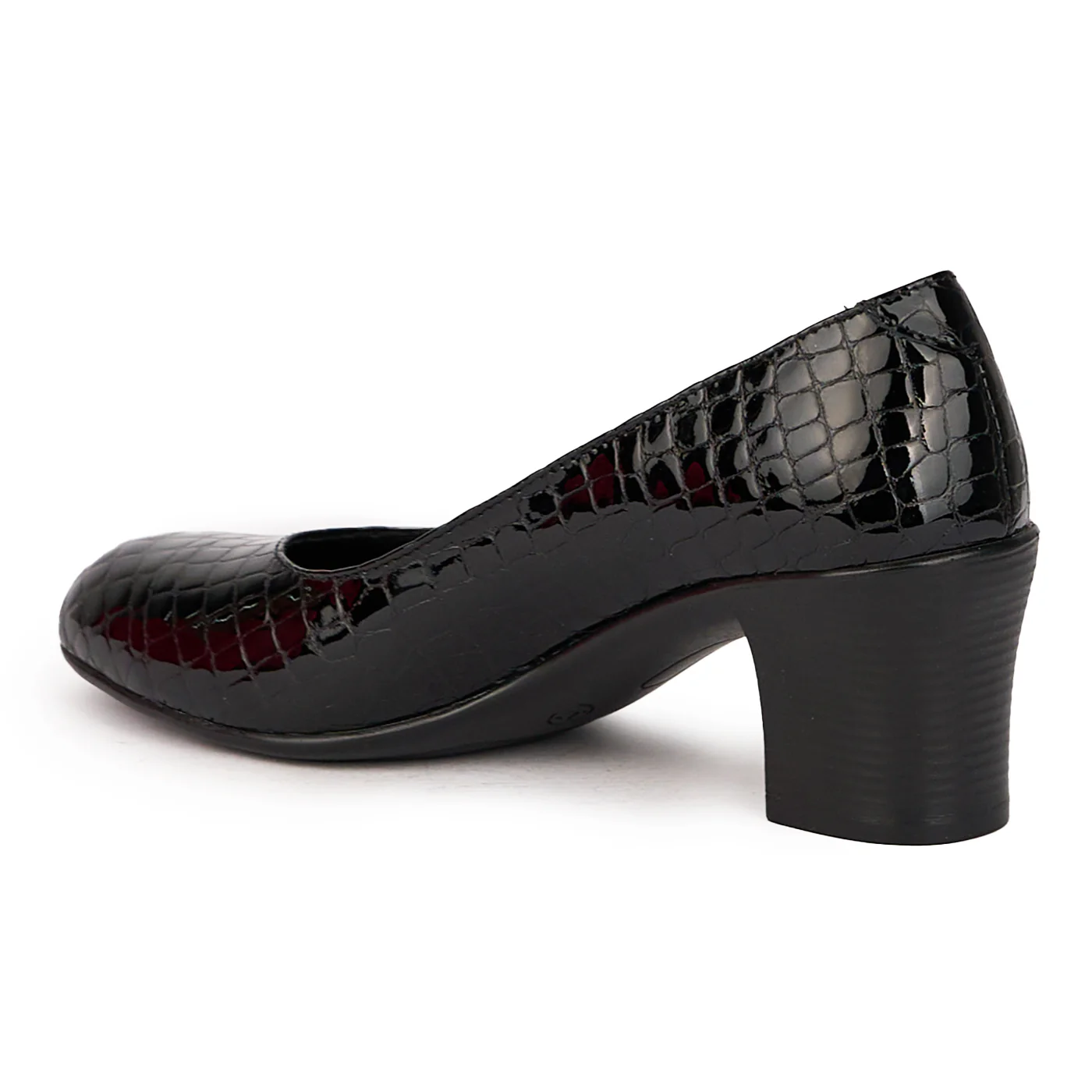Pantofi dama din piele naturala neagra cu toc gros 6 cm 15960 - Image 2