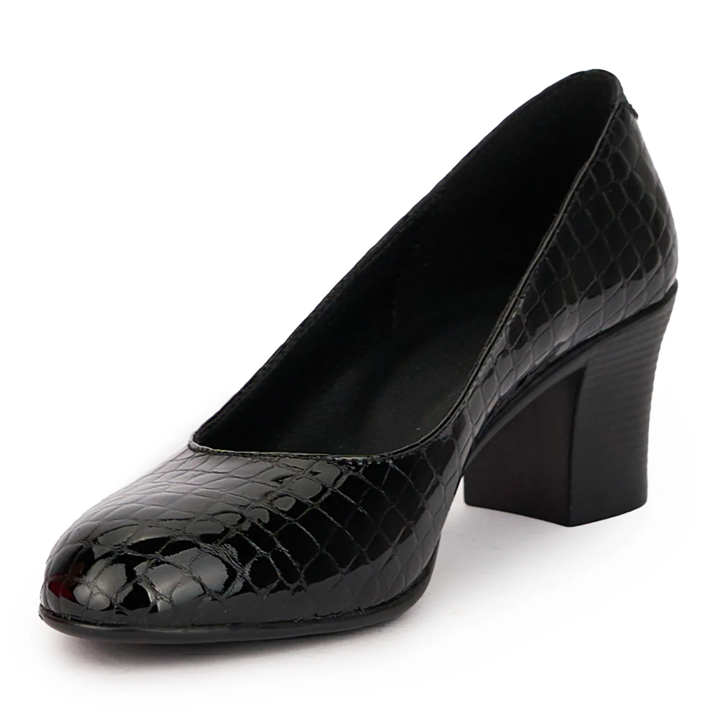 Pantofi dama din piele naturala neagra cu toc gros 6 cm 15960 - Image 3