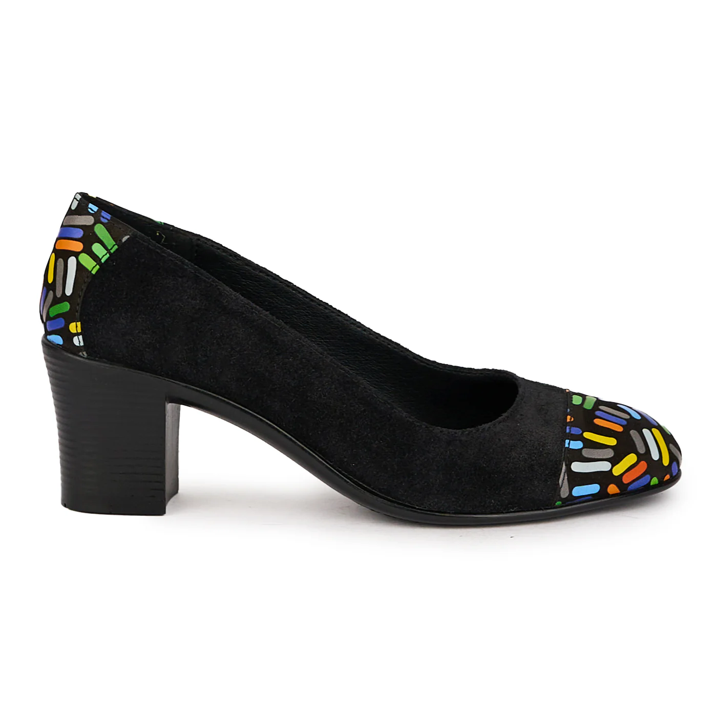 Pantofi dama din piele naturala neagra cu toc gros 6 cm 16041