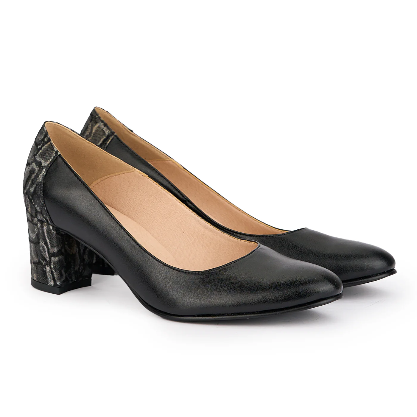 Pantofi dama din piele naturala neagra cu toc gros 6 cm 16896 - Image 4