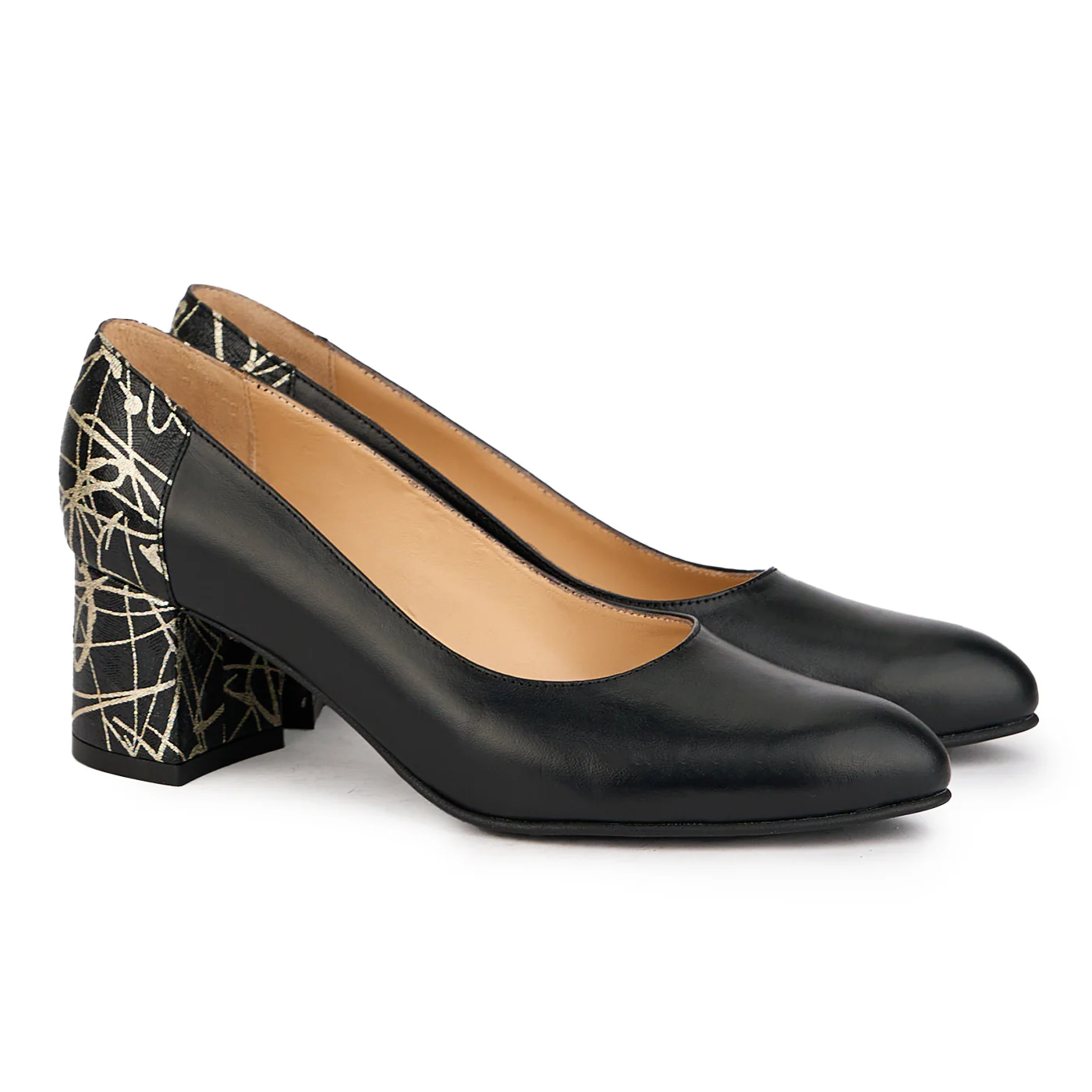 Pantofi dama din piele naturala neagra cu toc gros 6 cm 16975 - Image 4