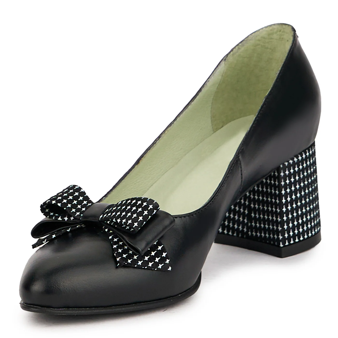Pantofi dama din piele naturala neagra cu toc gros 6 cm 16977 - Image 3