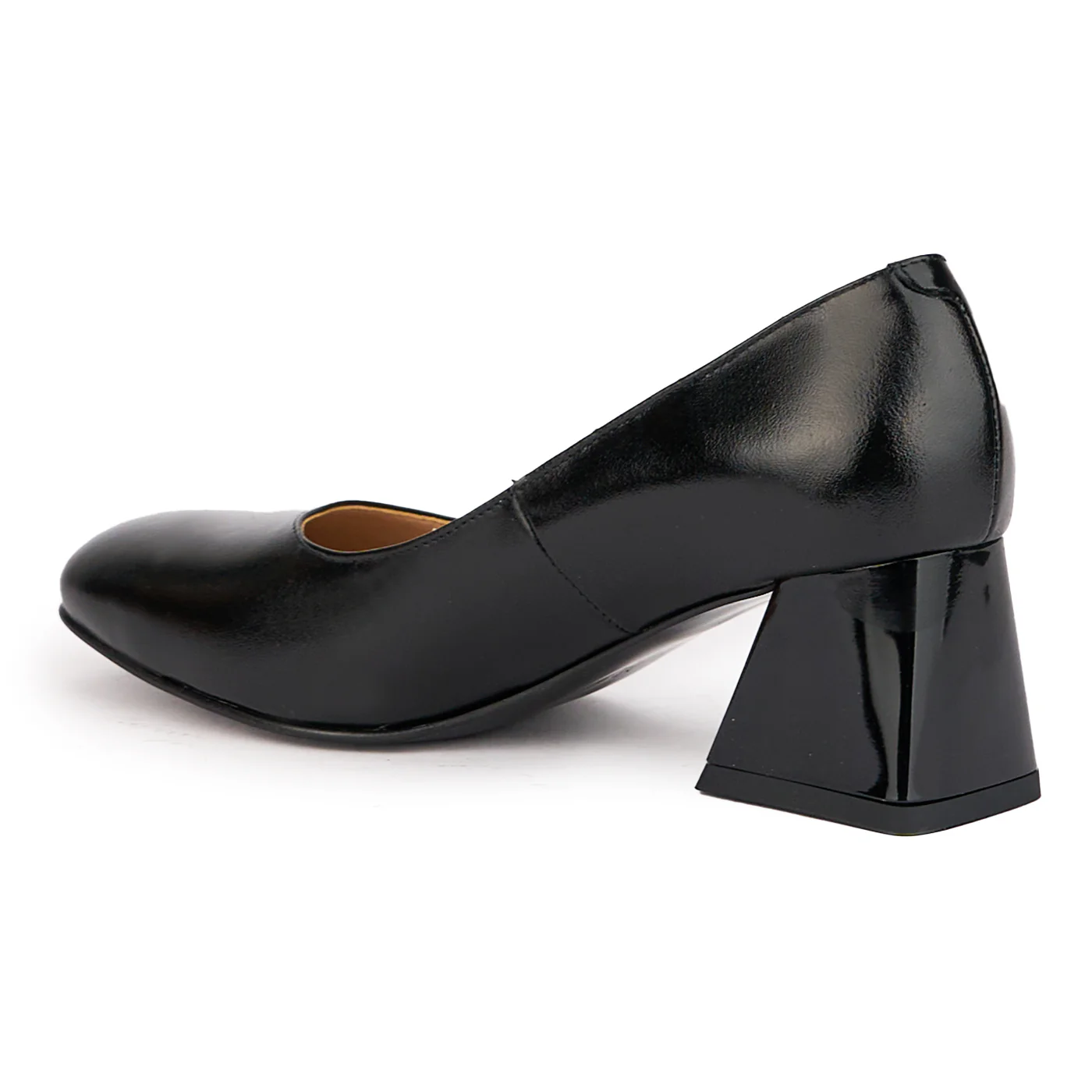 Pantofi dama din piele naturala neagra cu toc gros 6 cm 17114 - Image 2