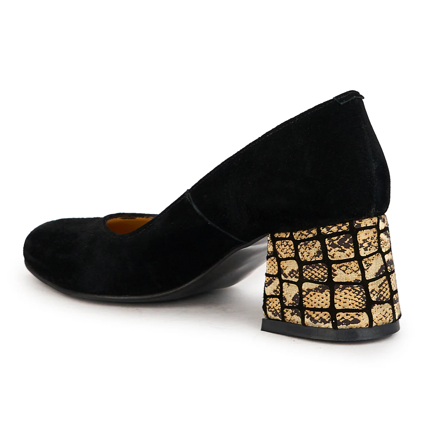 Pantofi dama din piele naturala neagra cu toc gros 6 cm 17309 - Image 2