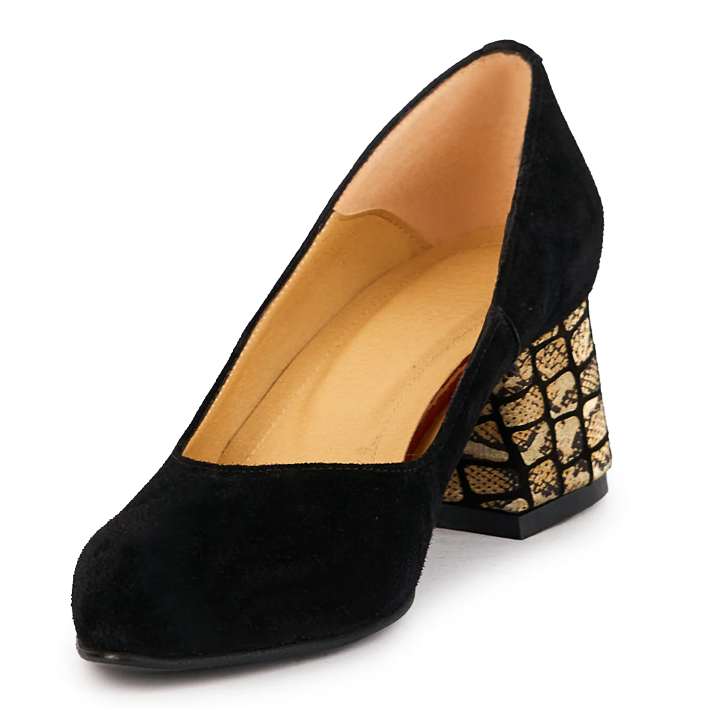 Pantofi dama din piele naturala neagra cu toc gros 6 cm 17309 - Image 3