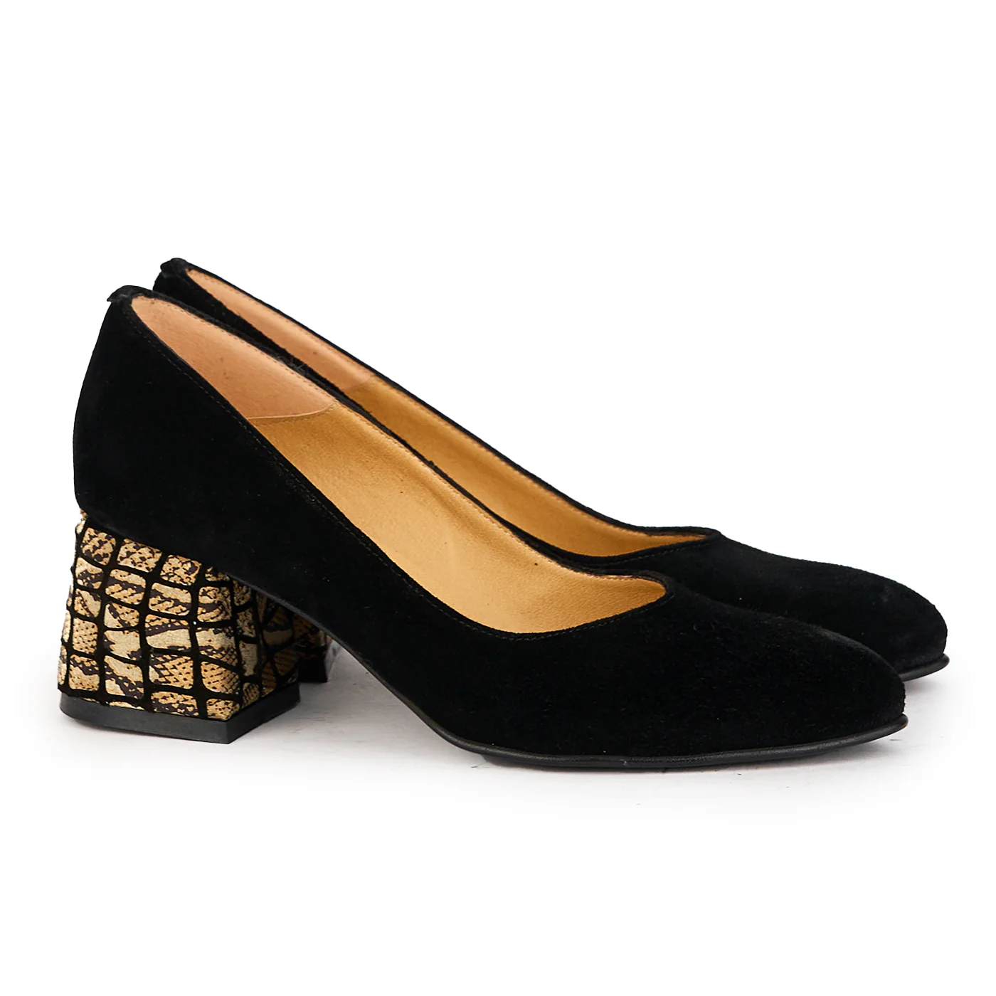 Pantofi dama din piele naturala neagra cu toc gros 6 cm 17309 - Image 4