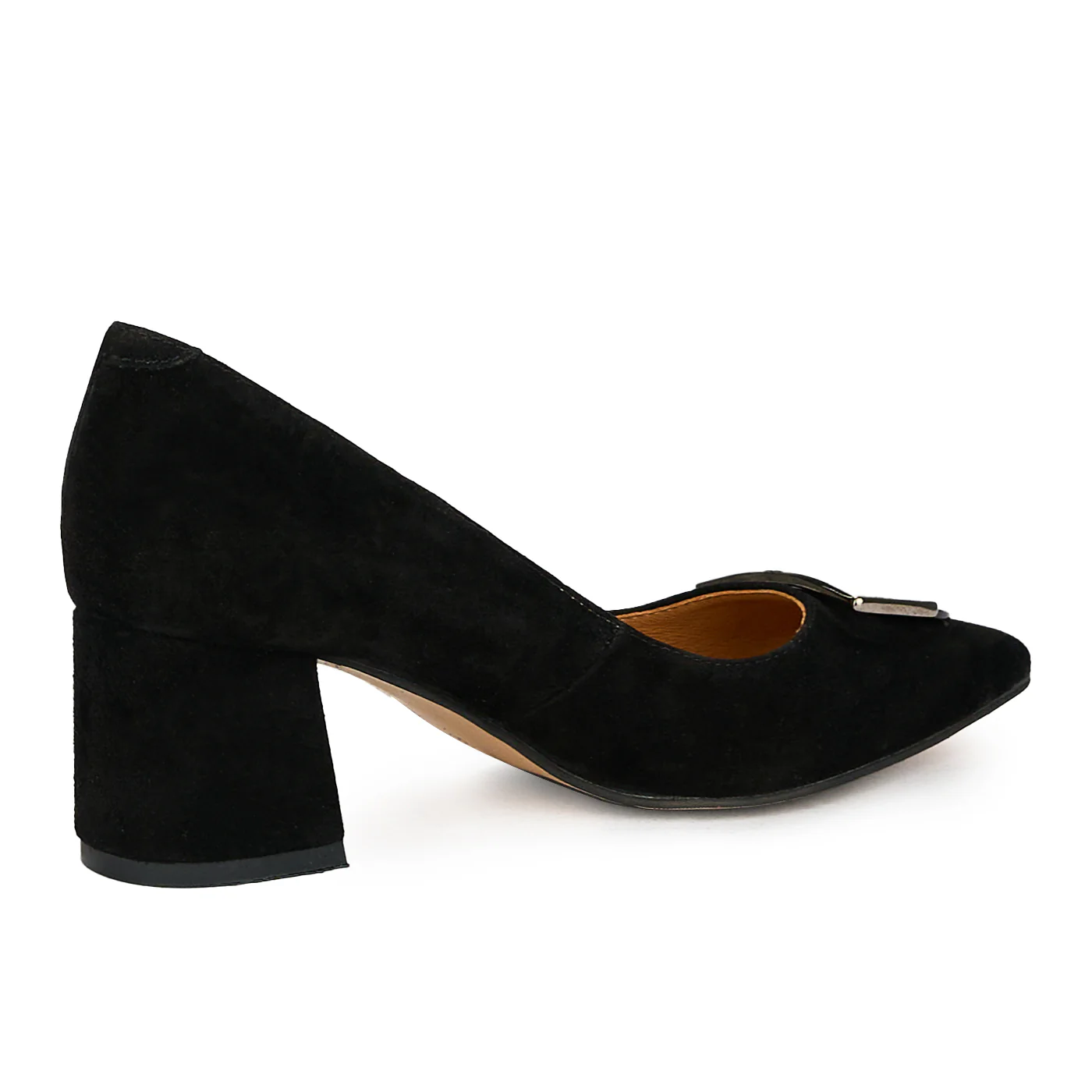 Pantofi dama din piele naturala neagra cu toc gros 6 cm 17570 - Image 3