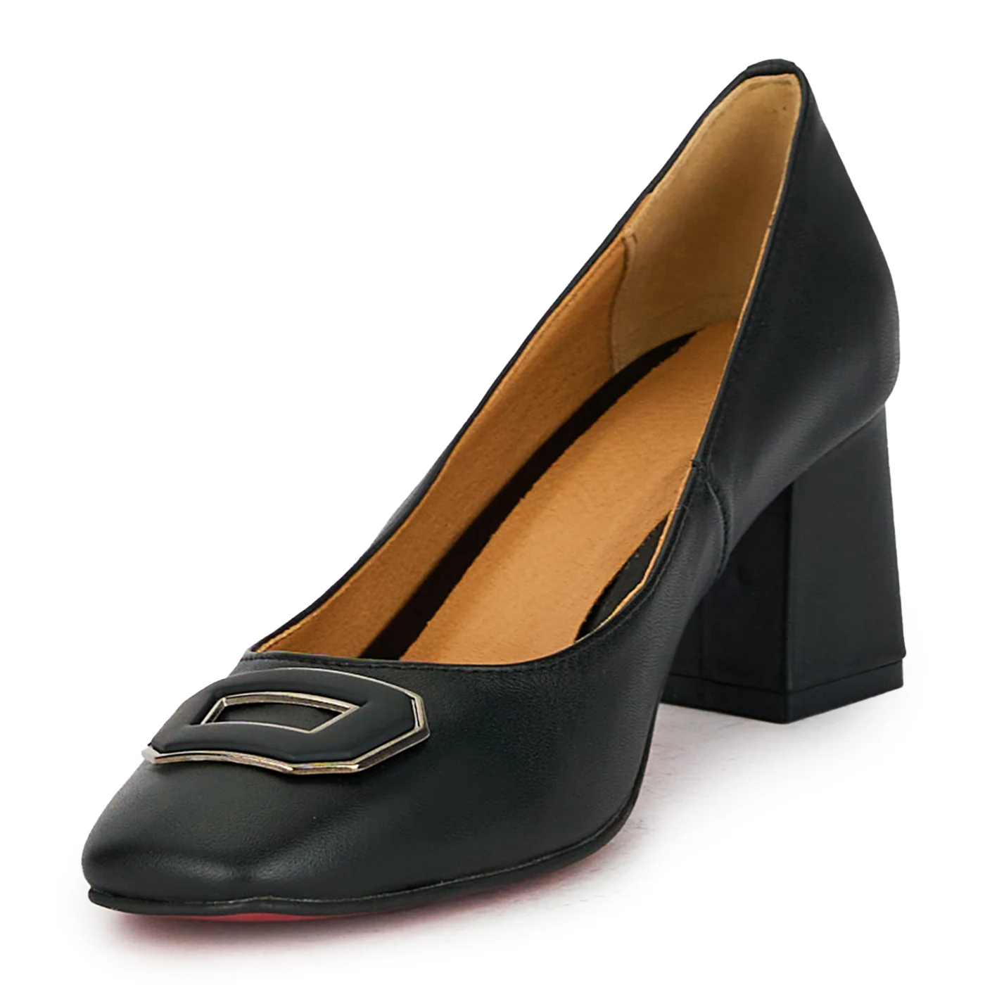 Pantofi dama din piele naturala neagra cu toc gros 6 cm 17571 - Image 3