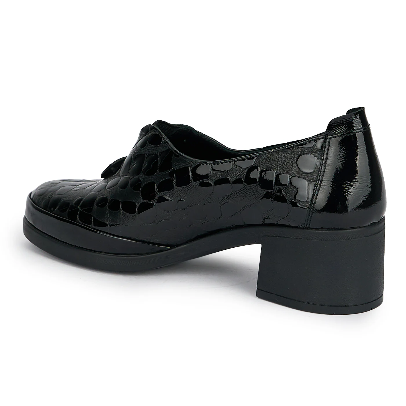 Pantofi dama din piele naturala neagra cu toc gros 6 cm 19199 - Image 2