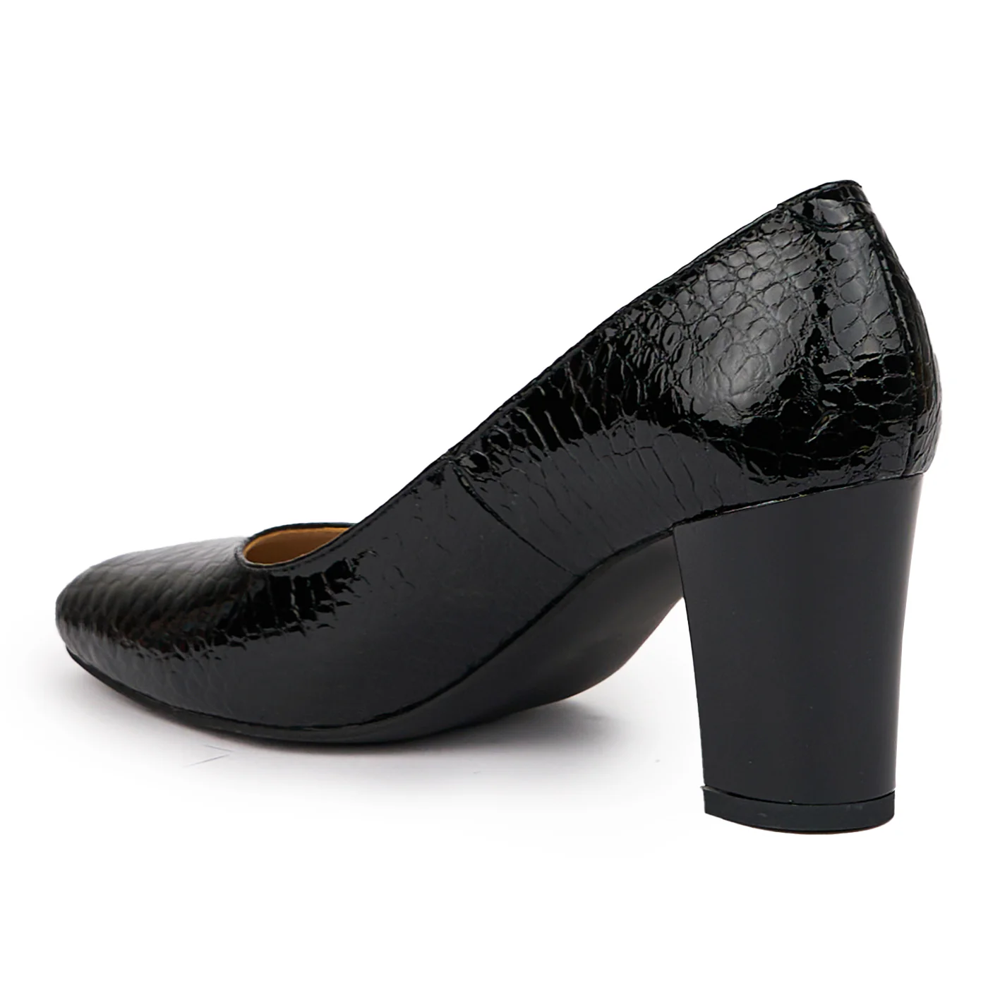 Pantofi dama din piele naturala neagra cu toc gros 7.5 cm 14336 - Image 2