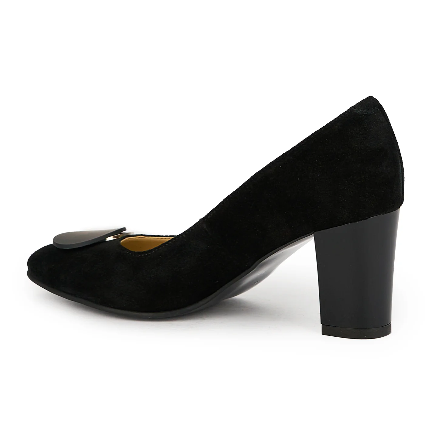 Pantofi dama din piele naturala neagra cu toc gros 7.5 cm 15108 - Image 2