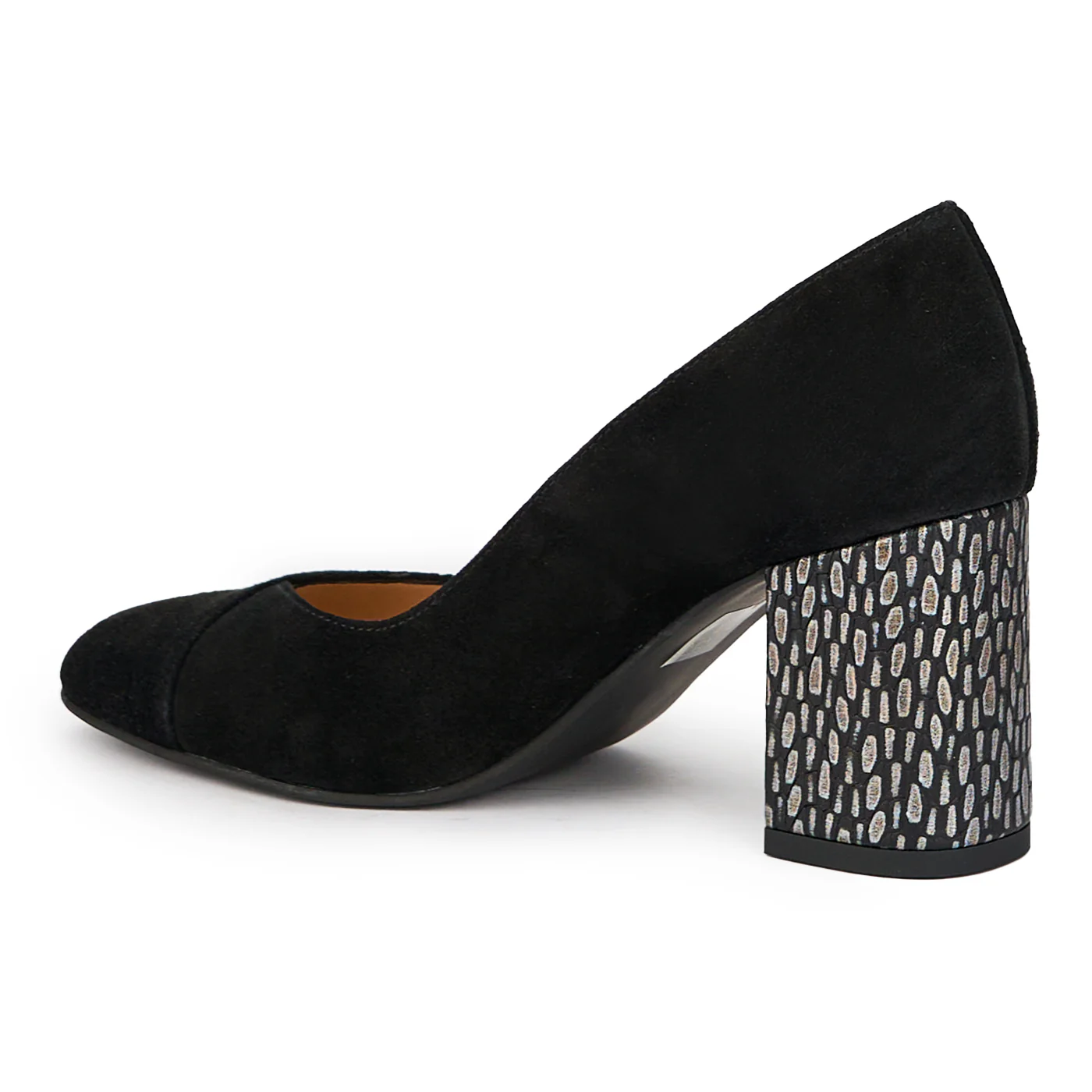 Pantofi dama din piele naturala neagra cu toc gros 7.5 cm 15270 - Image 2