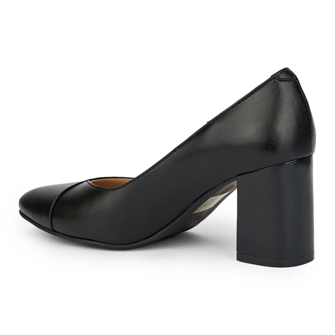 Pantofi dama din piele naturala neagra cu toc gros 7.5 cm 15282 - Image 2