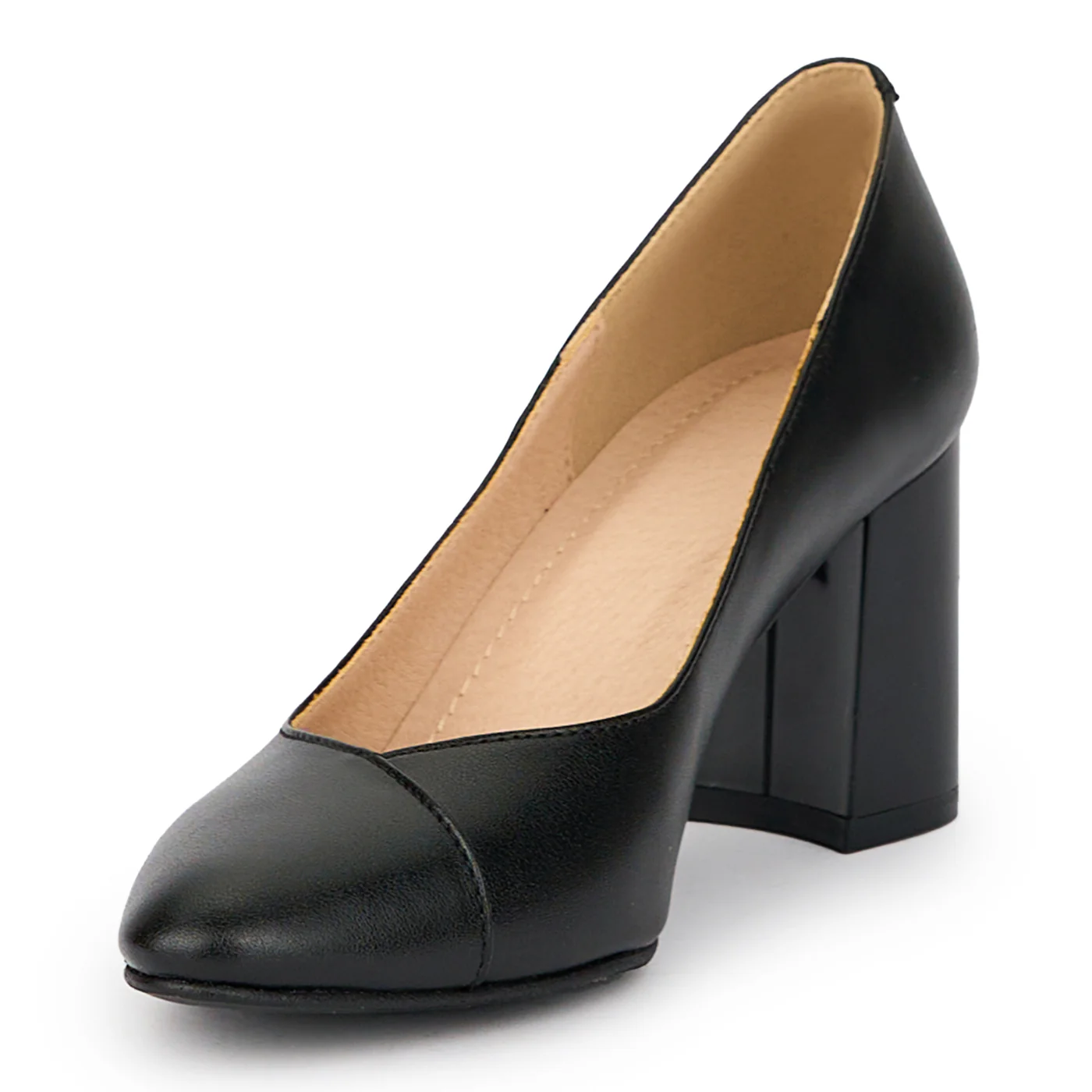Pantofi dama din piele naturala neagra cu toc gros 7.5 cm 15282 - Image 3