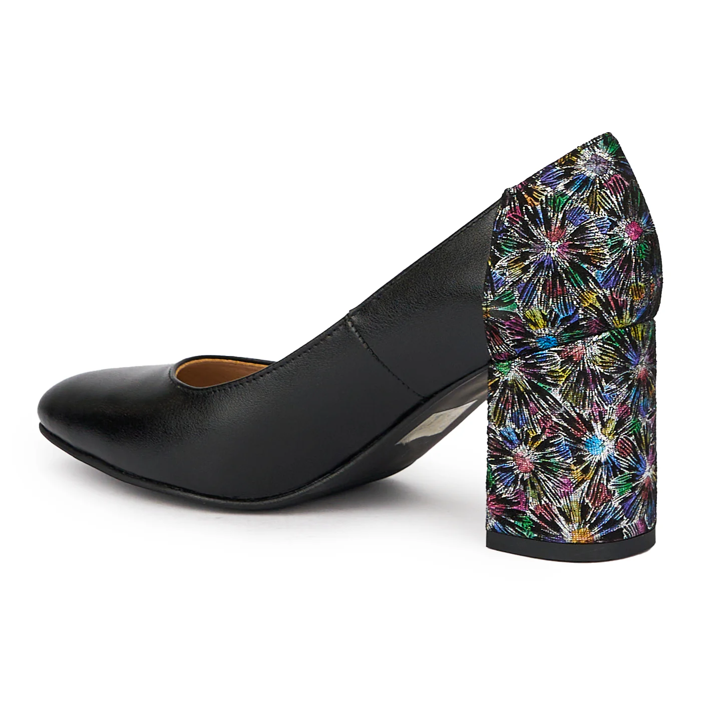 Pantofi dama din piele naturala neagra cu toc gros 7.5 cm 15460 - Image 2