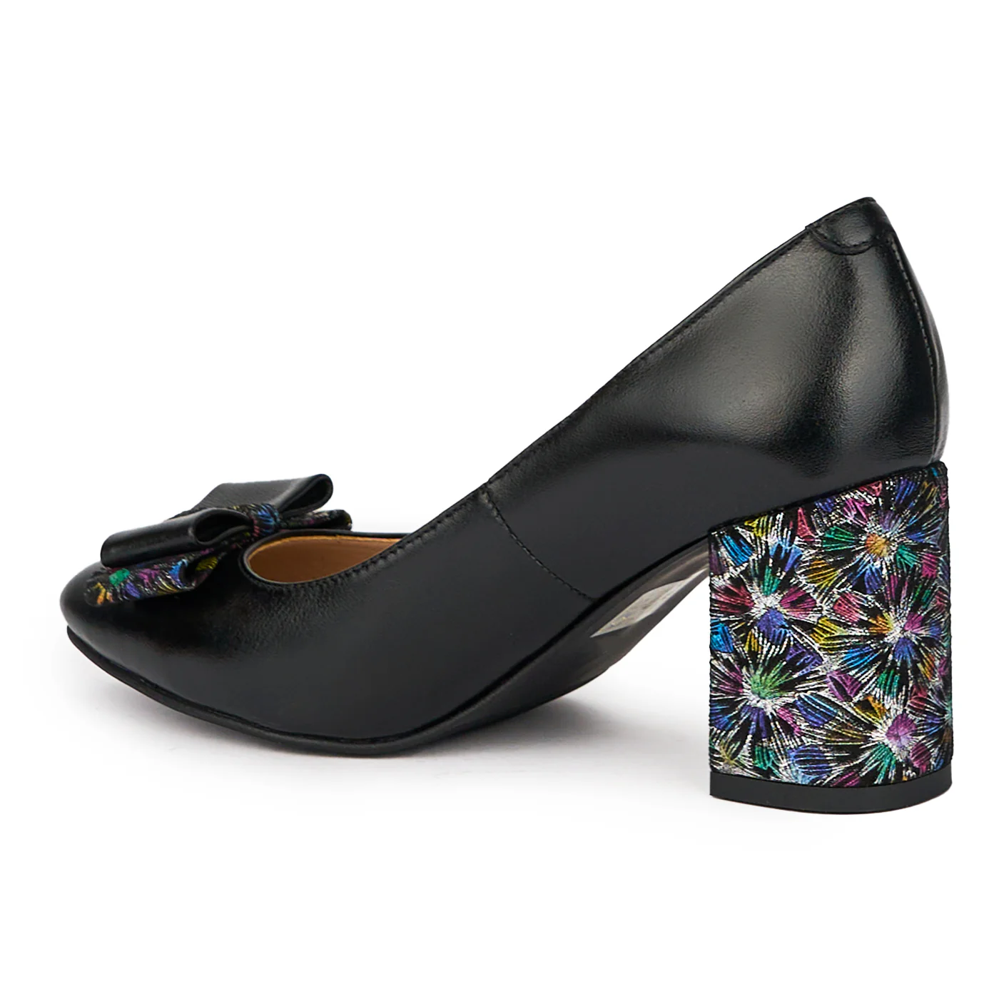 Pantofi dama din piele naturala neagra cu toc gros 7.5 cm 15506 - Image 2