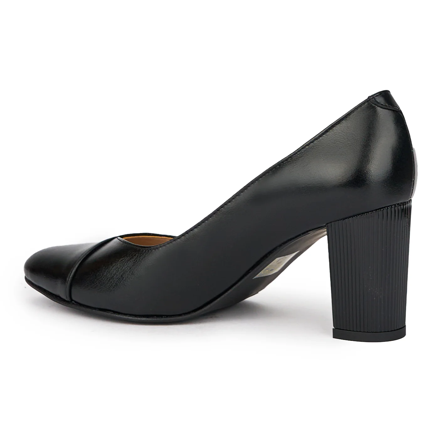 Pantofi dama din piele naturala neagra cu toc gros 7.5 cm 15516 - Image 2