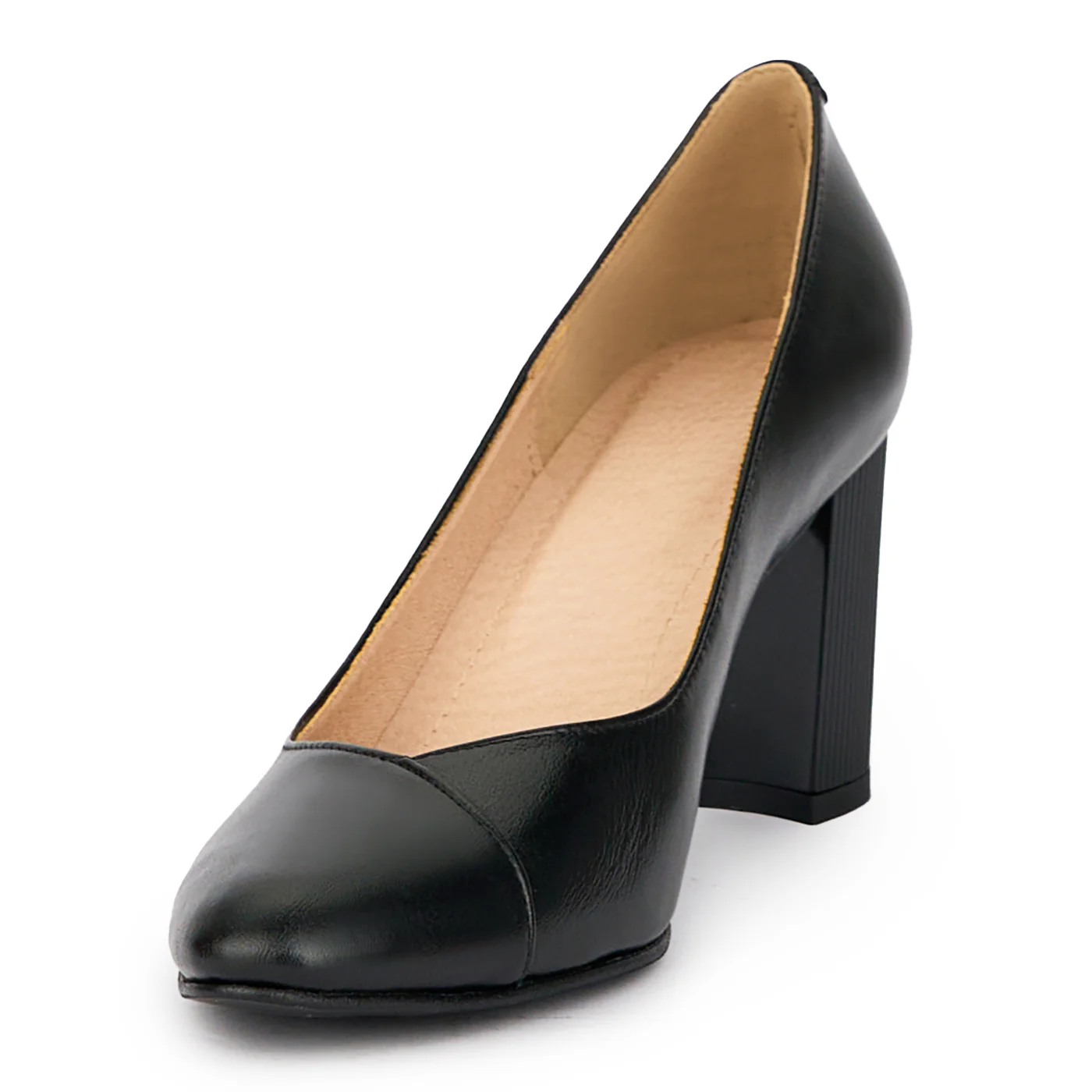 Pantofi dama din piele naturala neagra cu toc gros 7.5 cm 15516 - Image 3