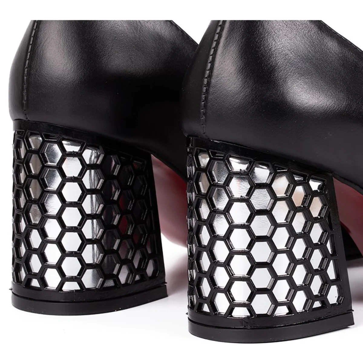 Pantofi dama din piele naturala neagra cu toc gros 7.5 cm 15724 - Image 4