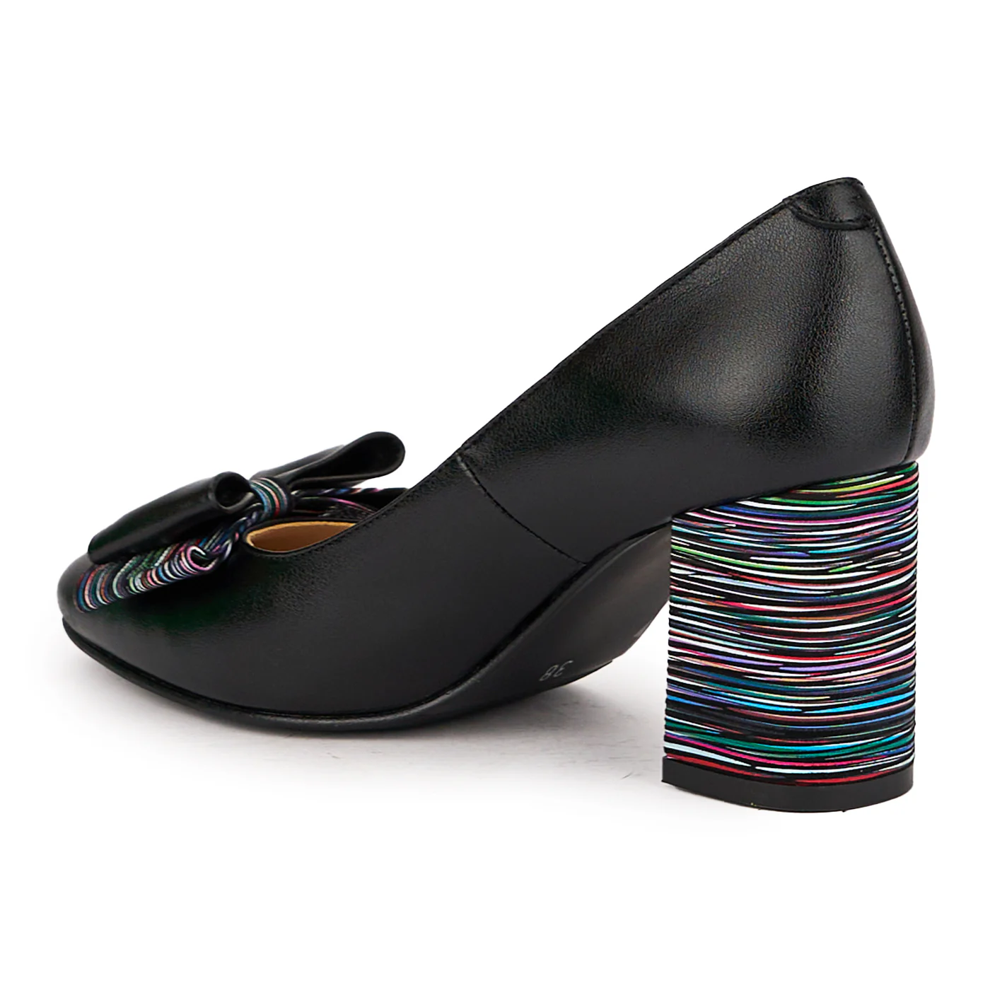 Pantofi dama din piele naturala neagra cu toc gros 7.5 cm 16413 - Image 2